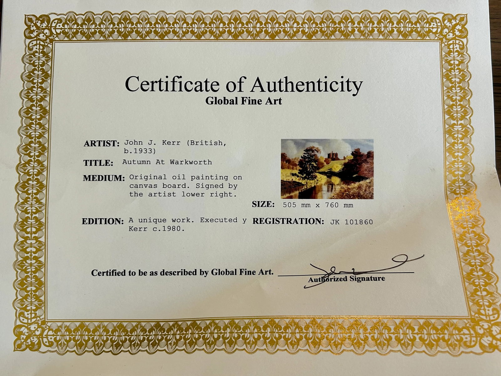 Autumn at Warkworth Original Oil Painting by British Artist John J. Kerr (B. 1933) - 13