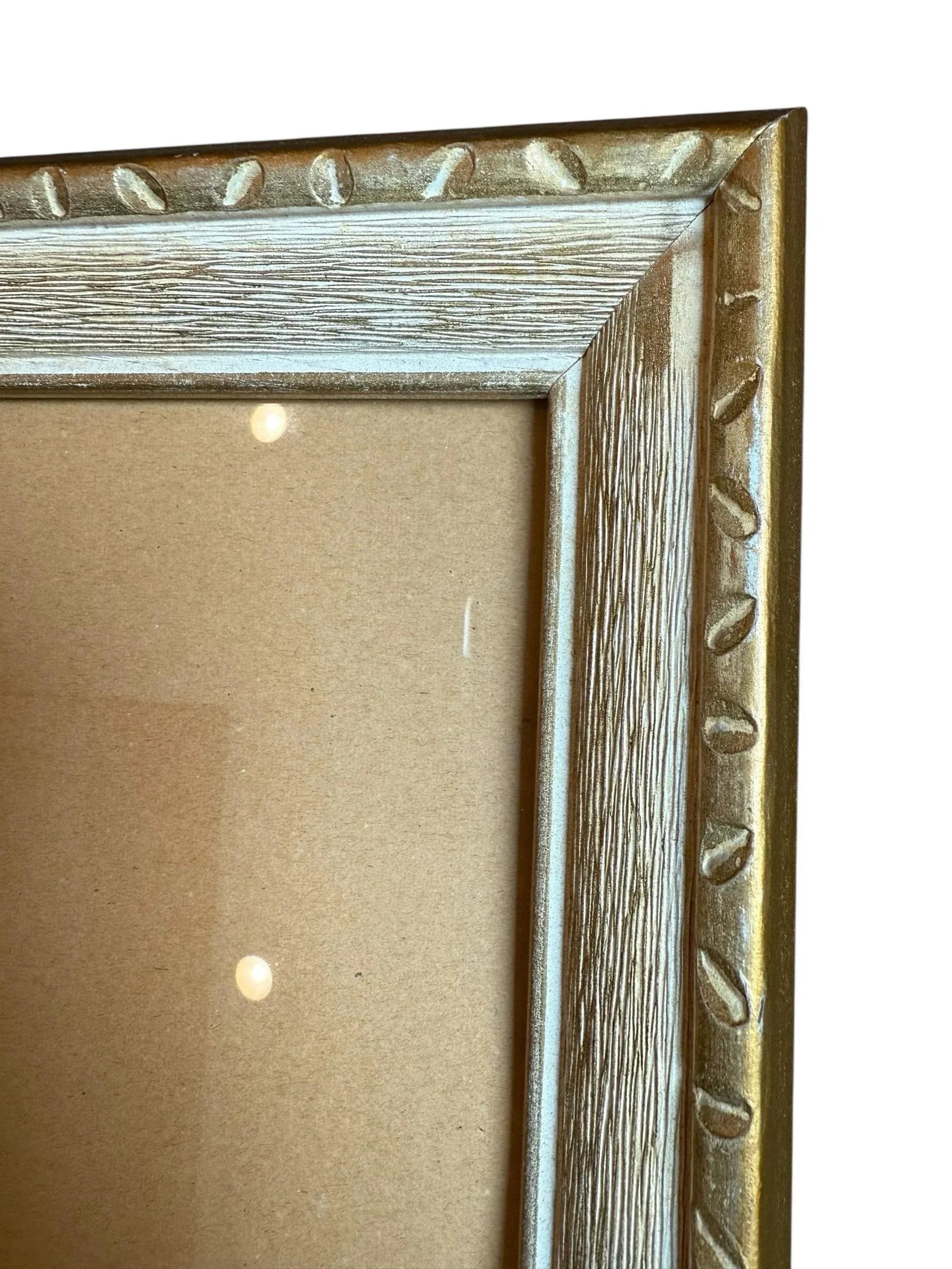 Vintage Textured Gold White Wood Picture Frame - 5