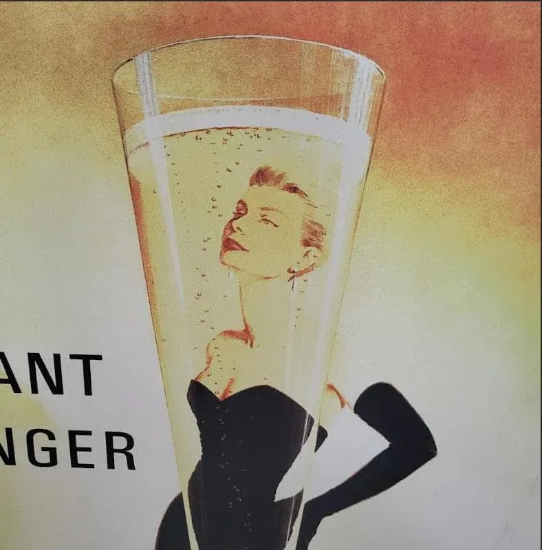 French Modern Champagne Poster "˜L'instant Taittinger" Mounted on Wood - 2