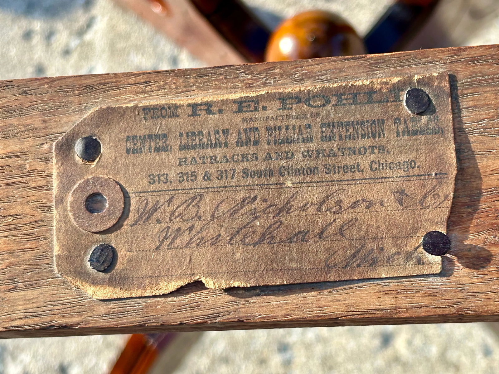 Early 20th Century Walnut Pedestal Table With Marble Top - r.e. Pohl of Chicago - 11