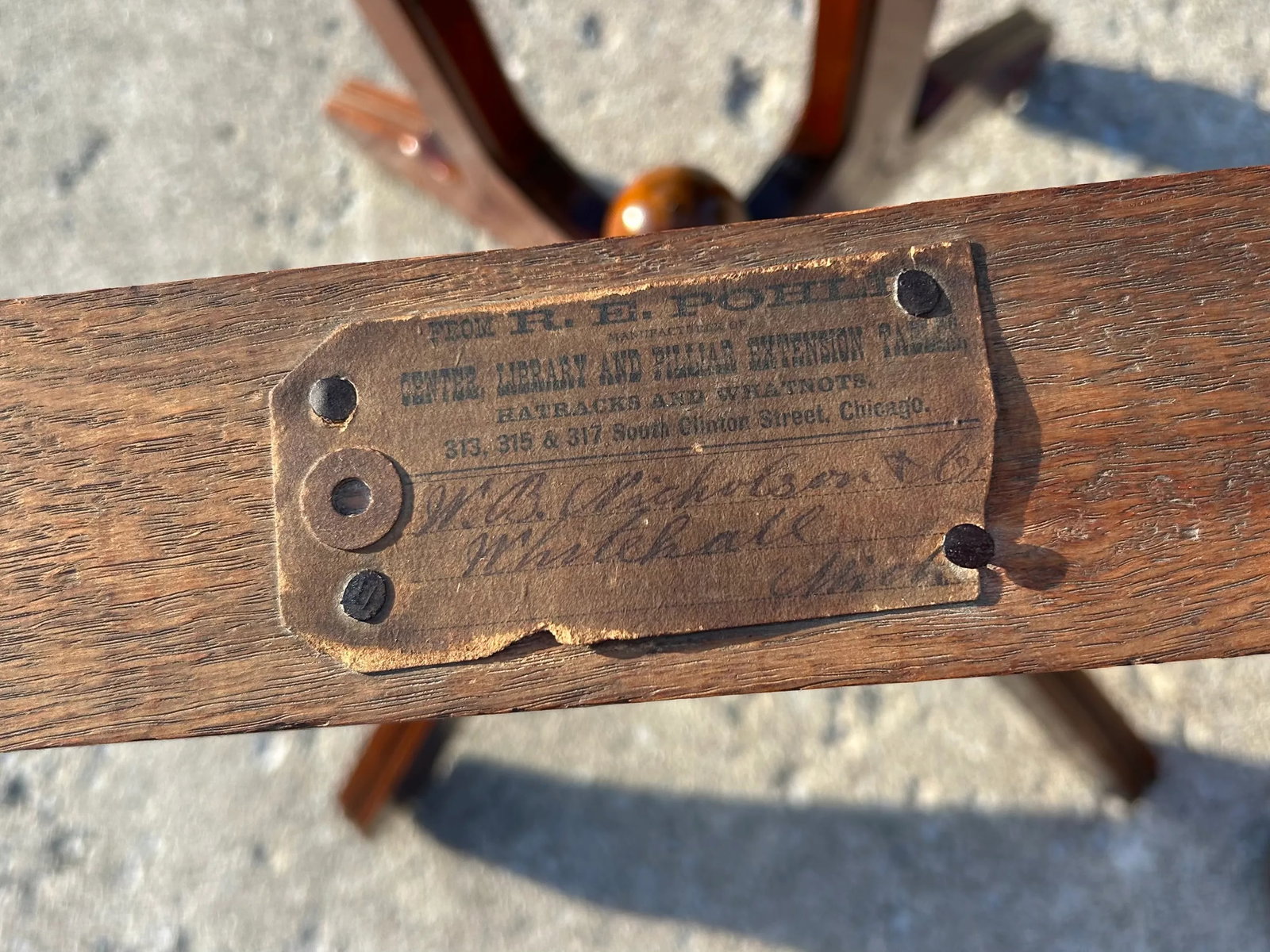 Early 20th Century Walnut Pedestal Table With Marble Top - r.e. Pohl of Chicago - 12
