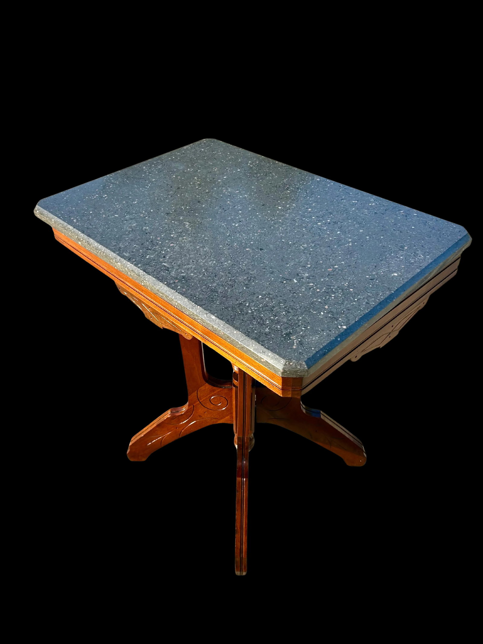 Early 20th Century Walnut Pedestal Table With Marble Top - r.e. Pohl of Chicago - 5