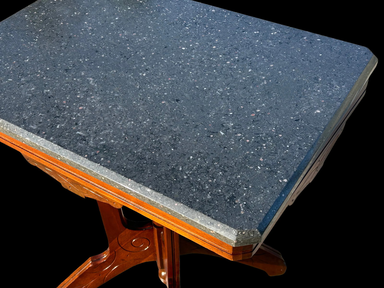 Early 20th Century Walnut Pedestal Table With Marble Top - r.e. Pohl of Chicago - 9