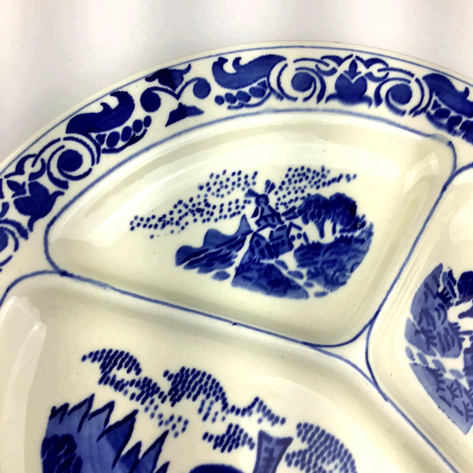1930s German Delftware Divided Blue & White Plate - 5