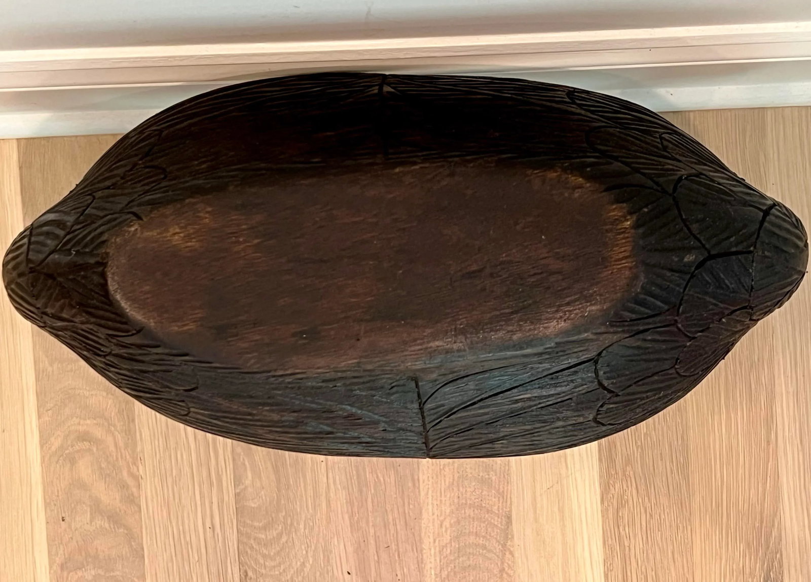 Late 20th Century Vintage Kissing Swans Wood Carved Basket - 6