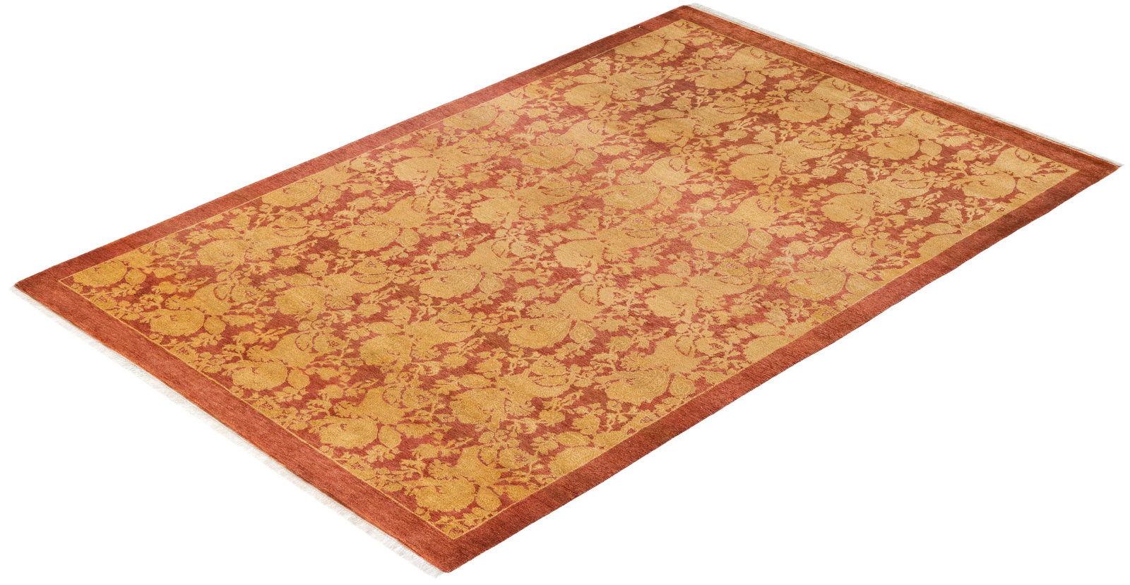 Mogul Hand-Knotted Area Rug - Pink, 4' 1" x 6' 1" - 8