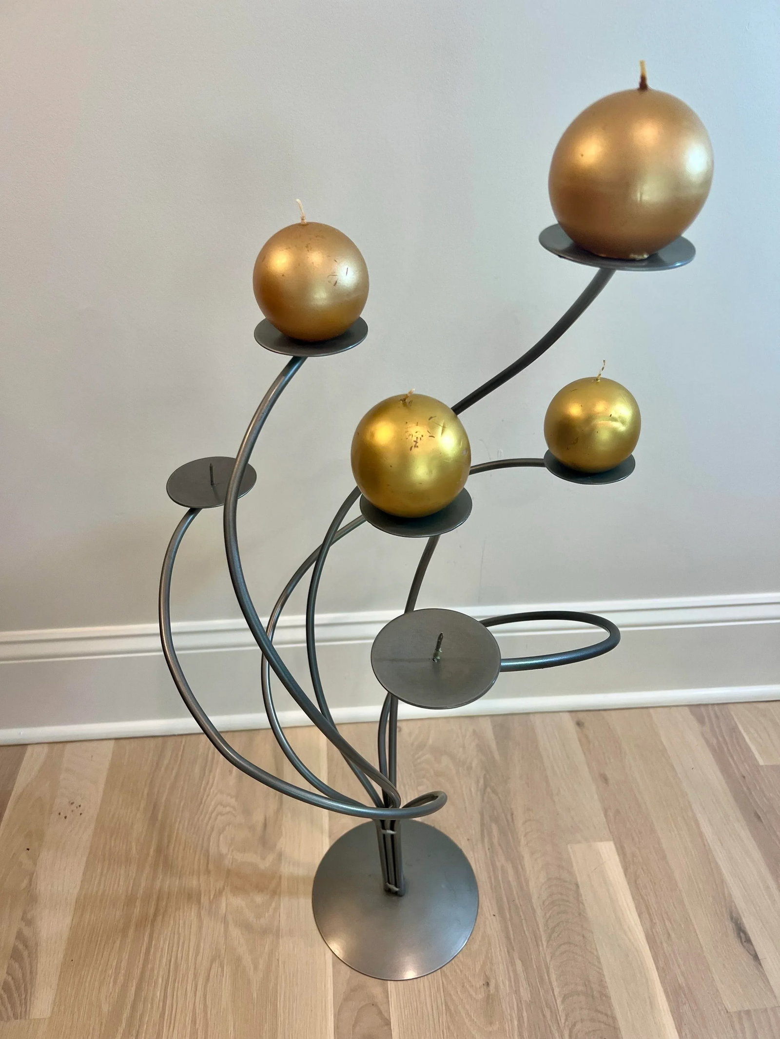 1980's Vintage Scandinavian Spiral Metal Candelabra - 4