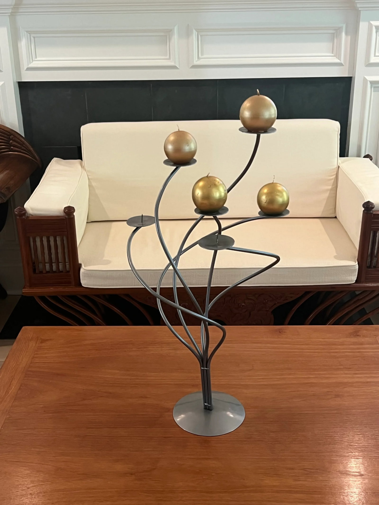 1980's Vintage Scandinavian Spiral Metal Candelabra - 7
