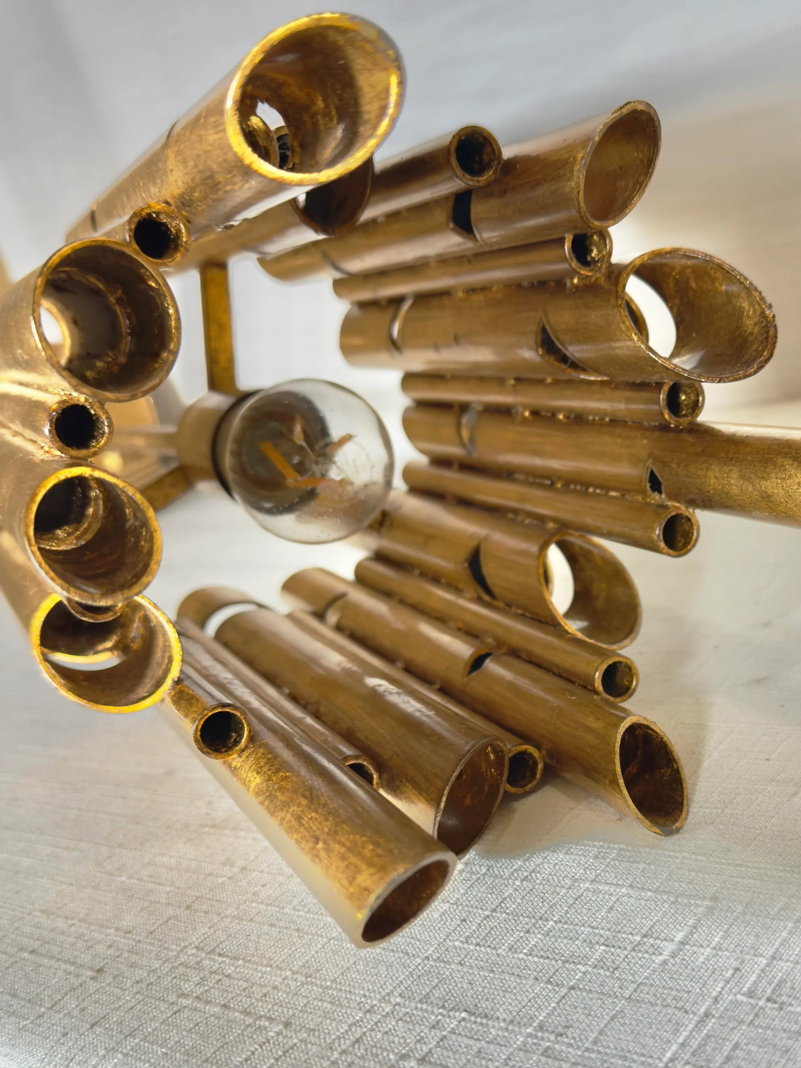 Stunning Vintage Gaetano Sciolari Style Mid-Century Modern Gilt Tole Chandelier - 11