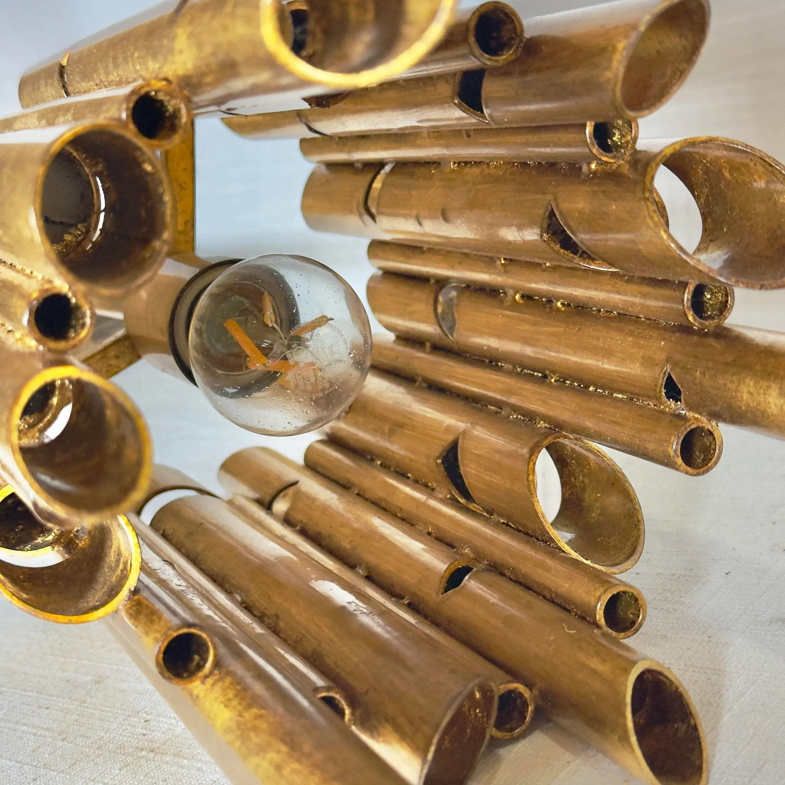 Stunning Vintage Gaetano Sciolari Style Mid-Century Modern Gilt Tole Chandelier - 12