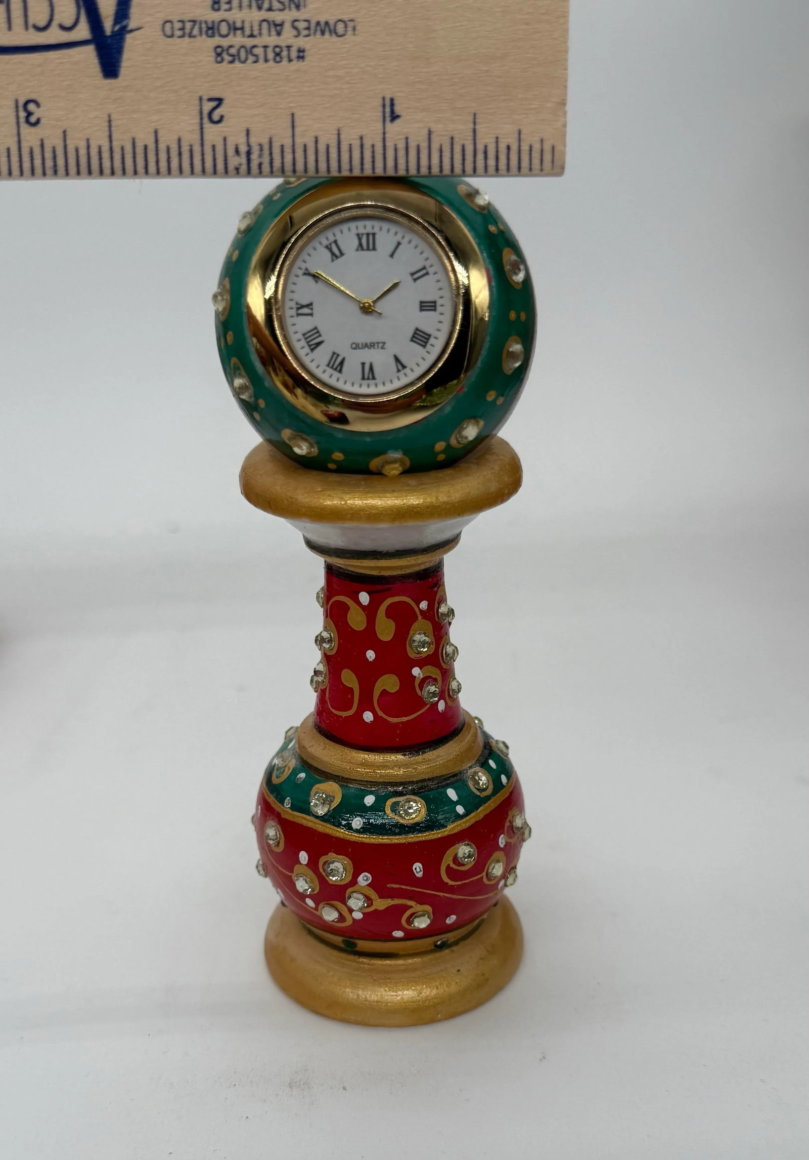 Marble Meenakari Table Clock - 11