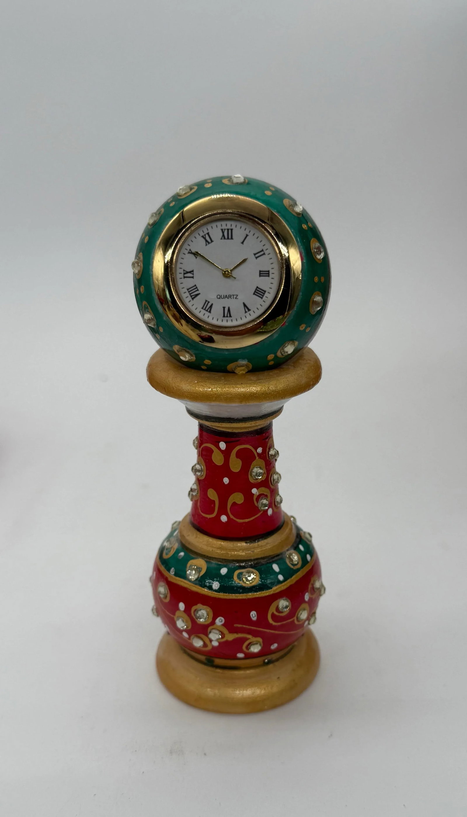 Marble Meenakari Table Clock - 2