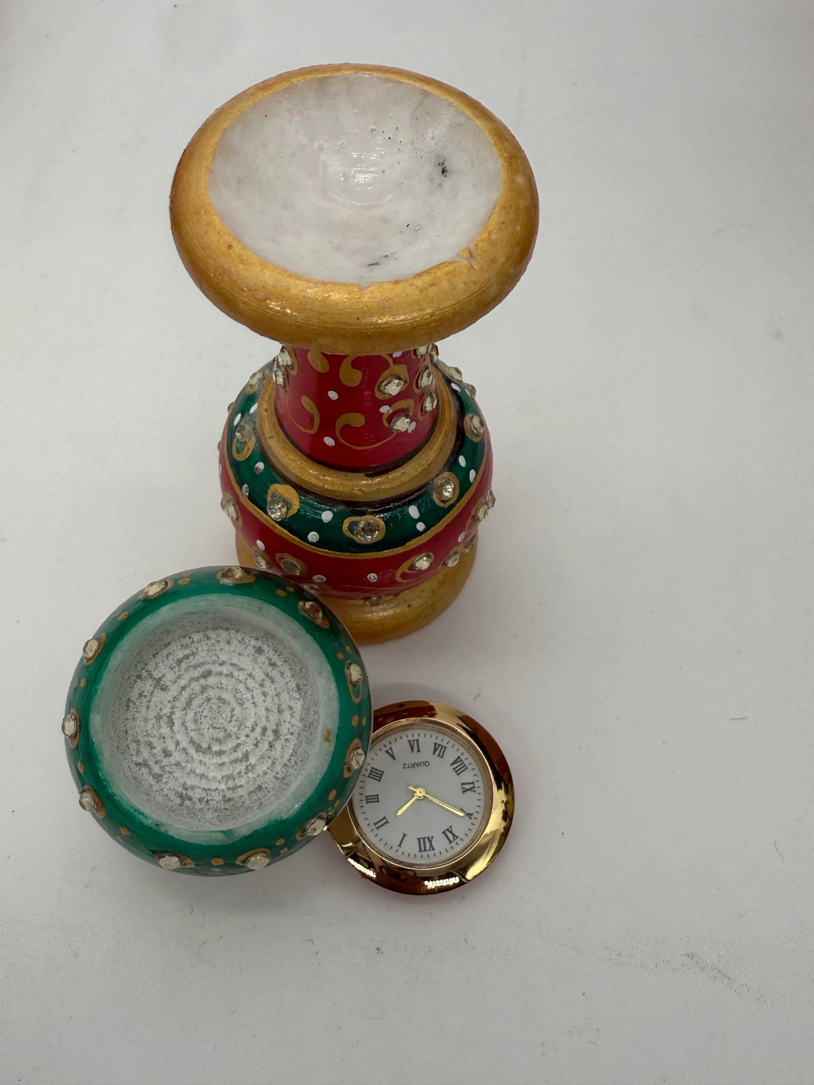 Marble Meenakari Table Clock - 4