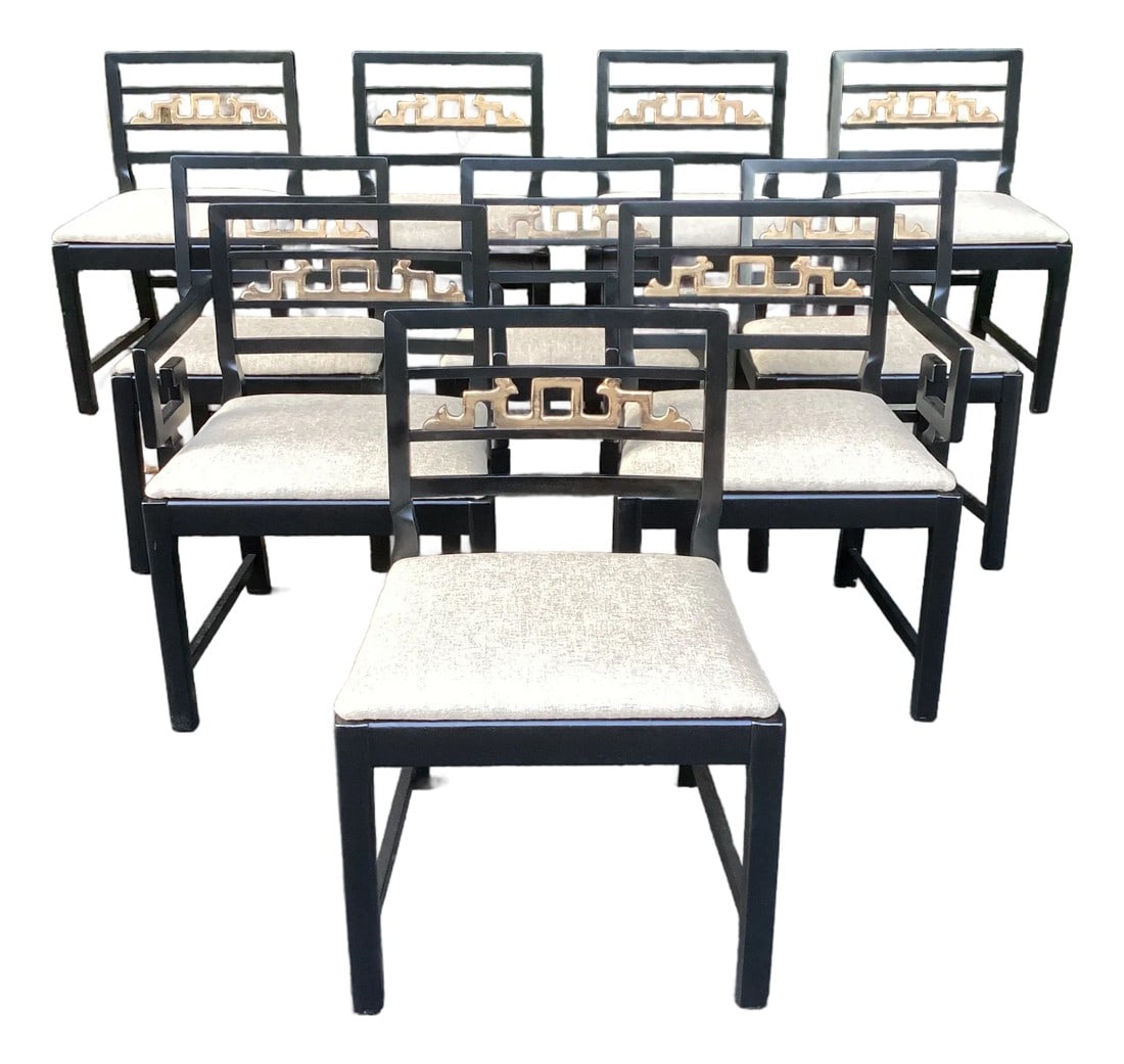 Set of 10 Vintage Chinoiserie Greek Key Armchairs Michael Taylor for Baker Attributed (1 of 7)