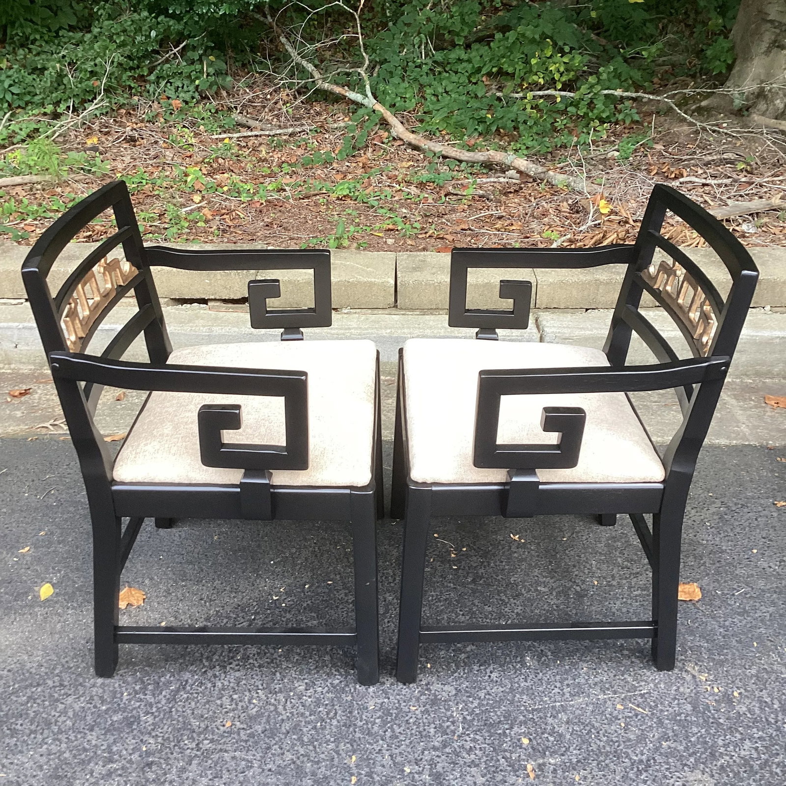 Set of 10 Vintage Chinoiserie Greek Key Armchairs Michael Taylor for Baker Attributed - 2