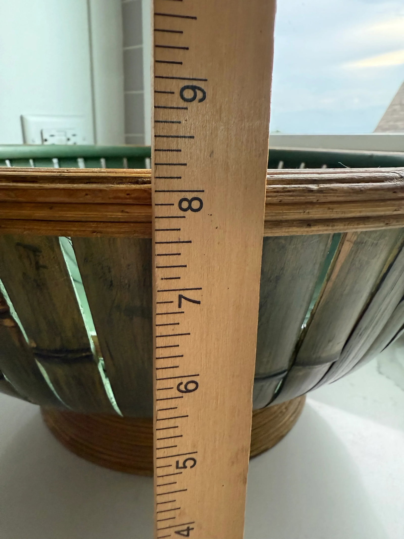 Large Bamboo Rattan Bowl in Natural and Green - 4