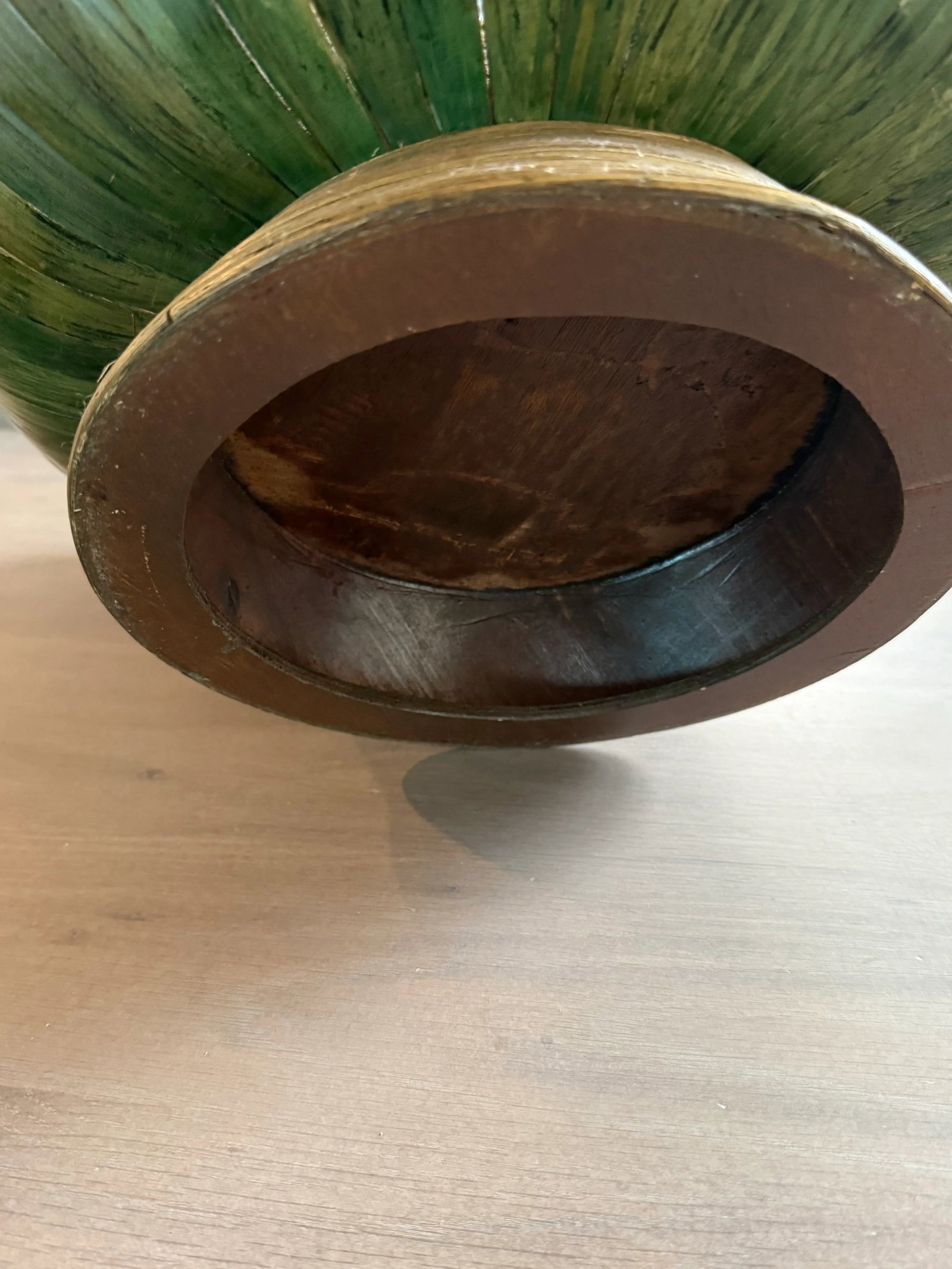 Large Bamboo Rattan Bowl in Natural and Green - 6