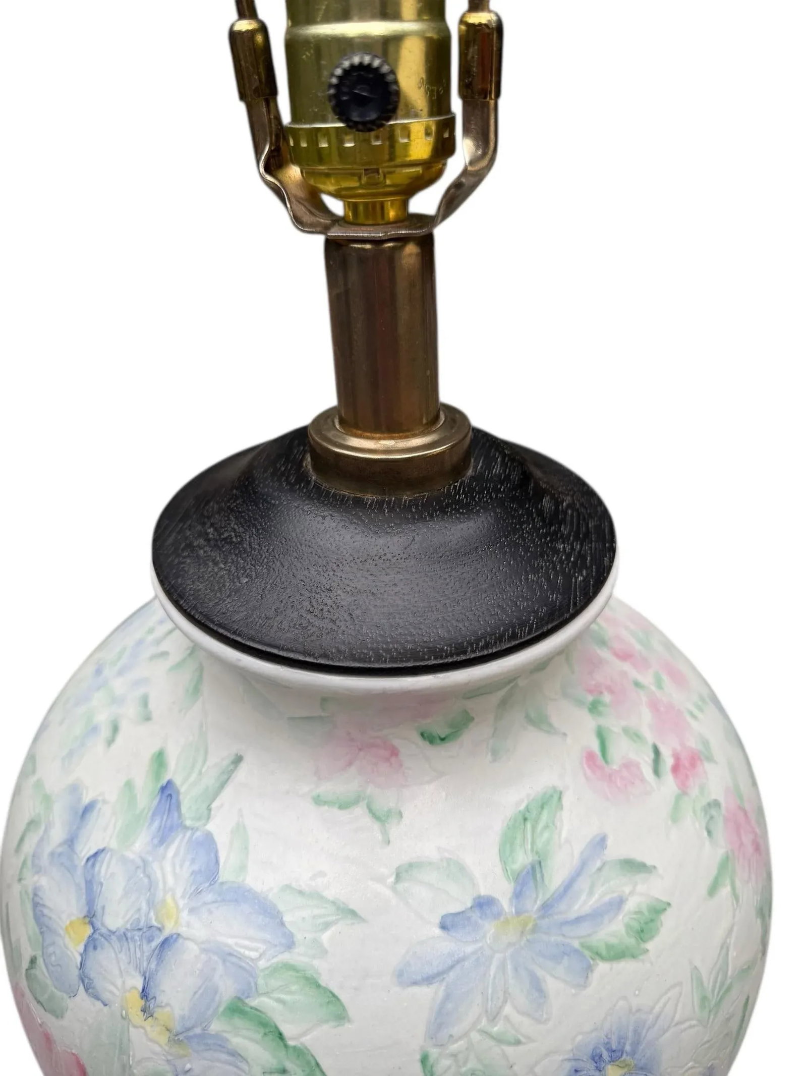 1970s Chinoiserie Table Lamp Ginger Jar Ceramic Floral Painted Famille Rose - 4