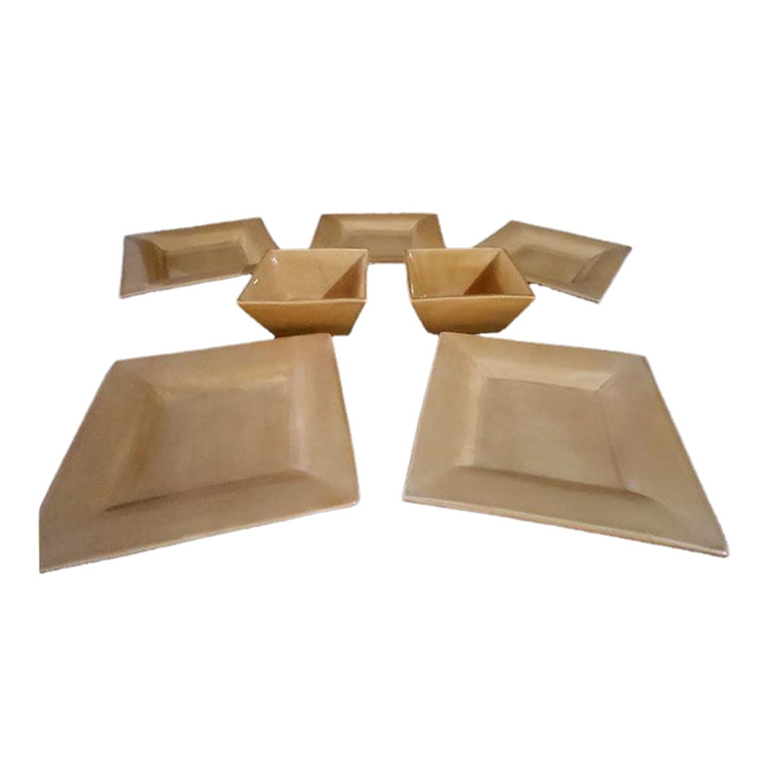 Pottery Barn Asian Square Yellow Plates & Bowls - Made in Mexico -7 PCS (1 of 4)