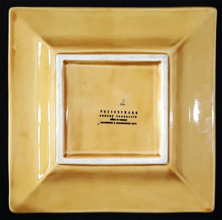 Pottery Barn Asian Square Yellow Plates & Bowls - Made in Mexico -7 PCS - 4