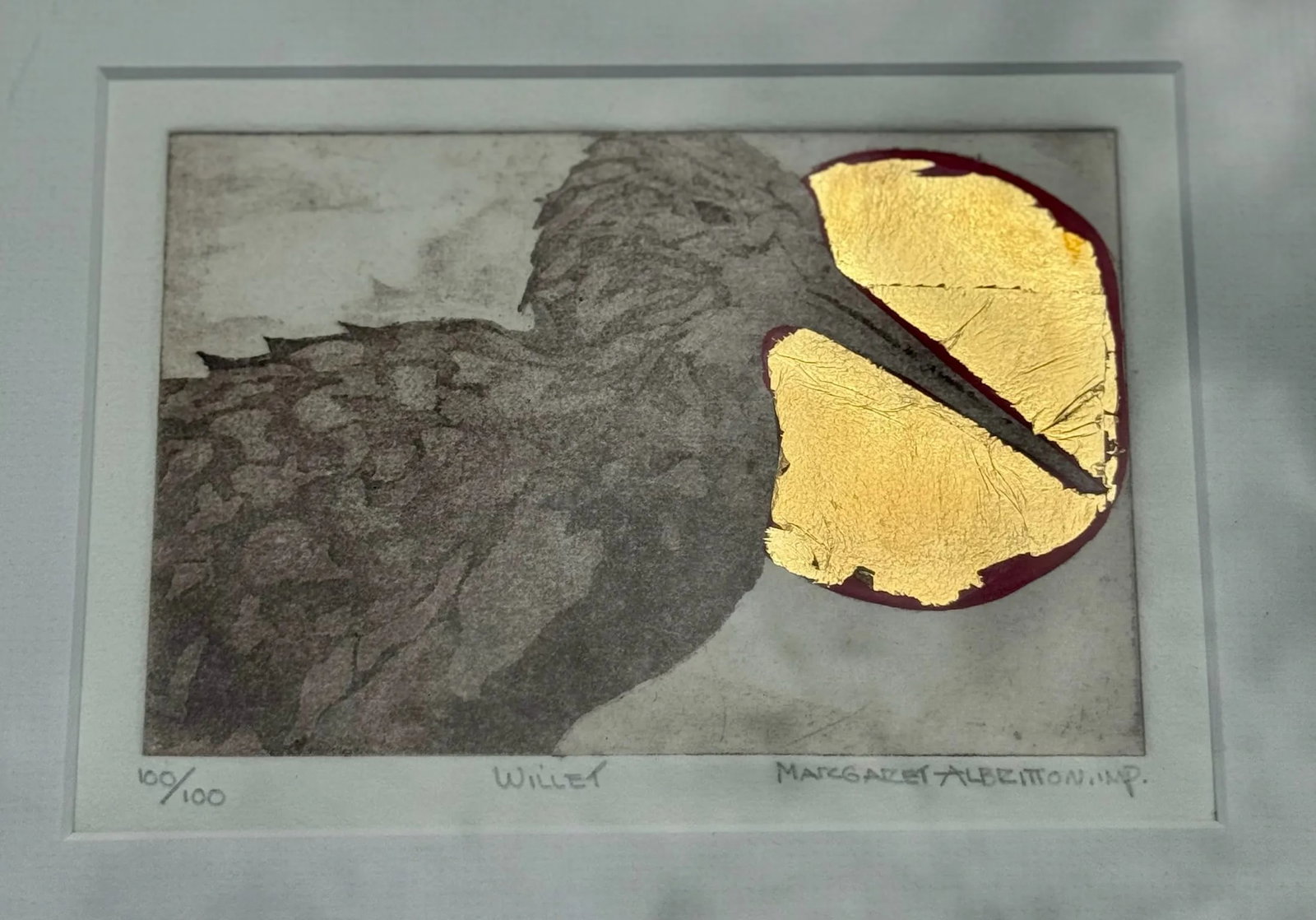Margaret Albritton "Willet" Limited Edition Etching With Plate – Signed, Numbered, Gold Leaf - 3