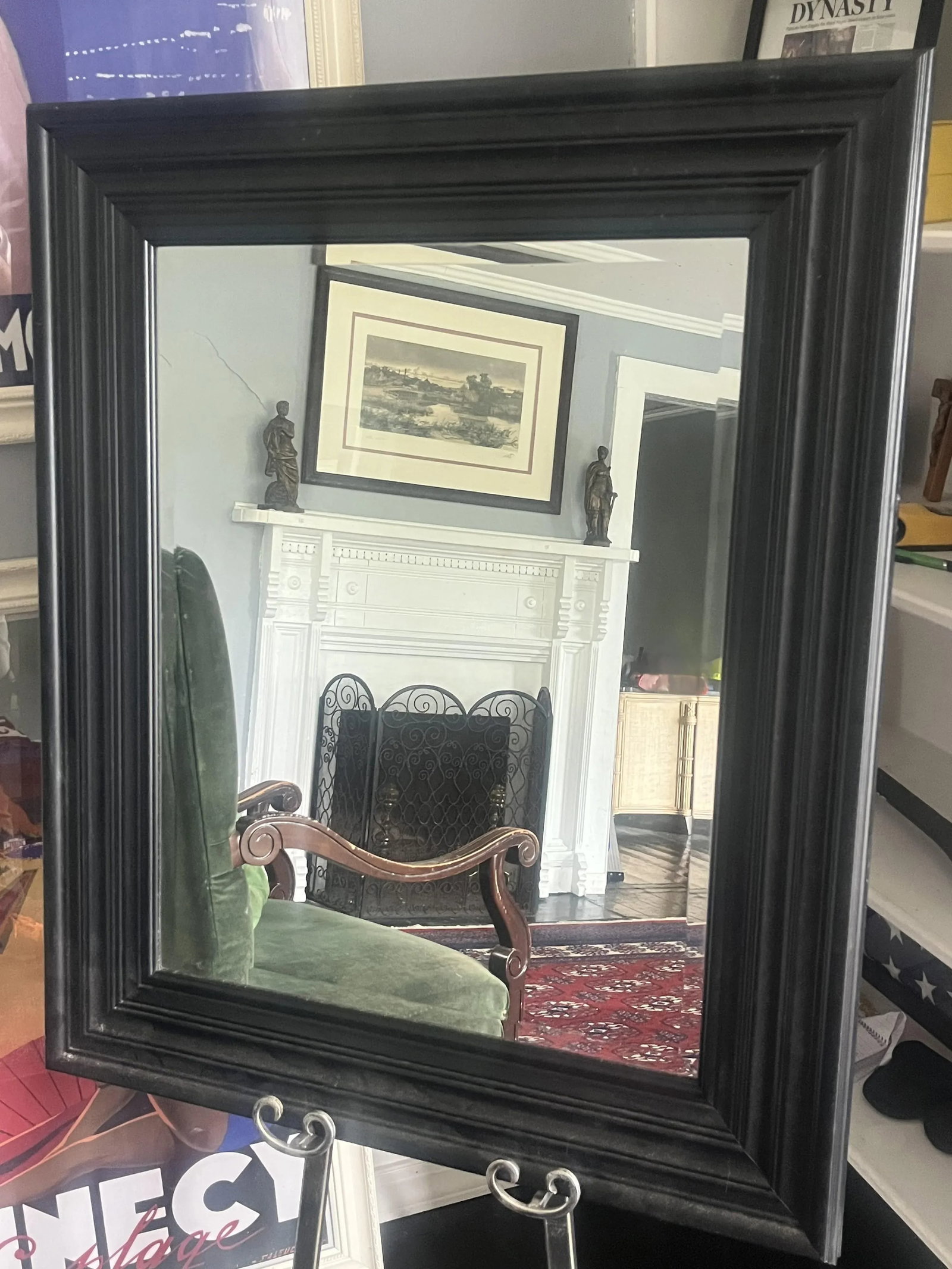 1970s Black Lacquer Beveled Wall Mirror "” Mid-Century Modern - 5