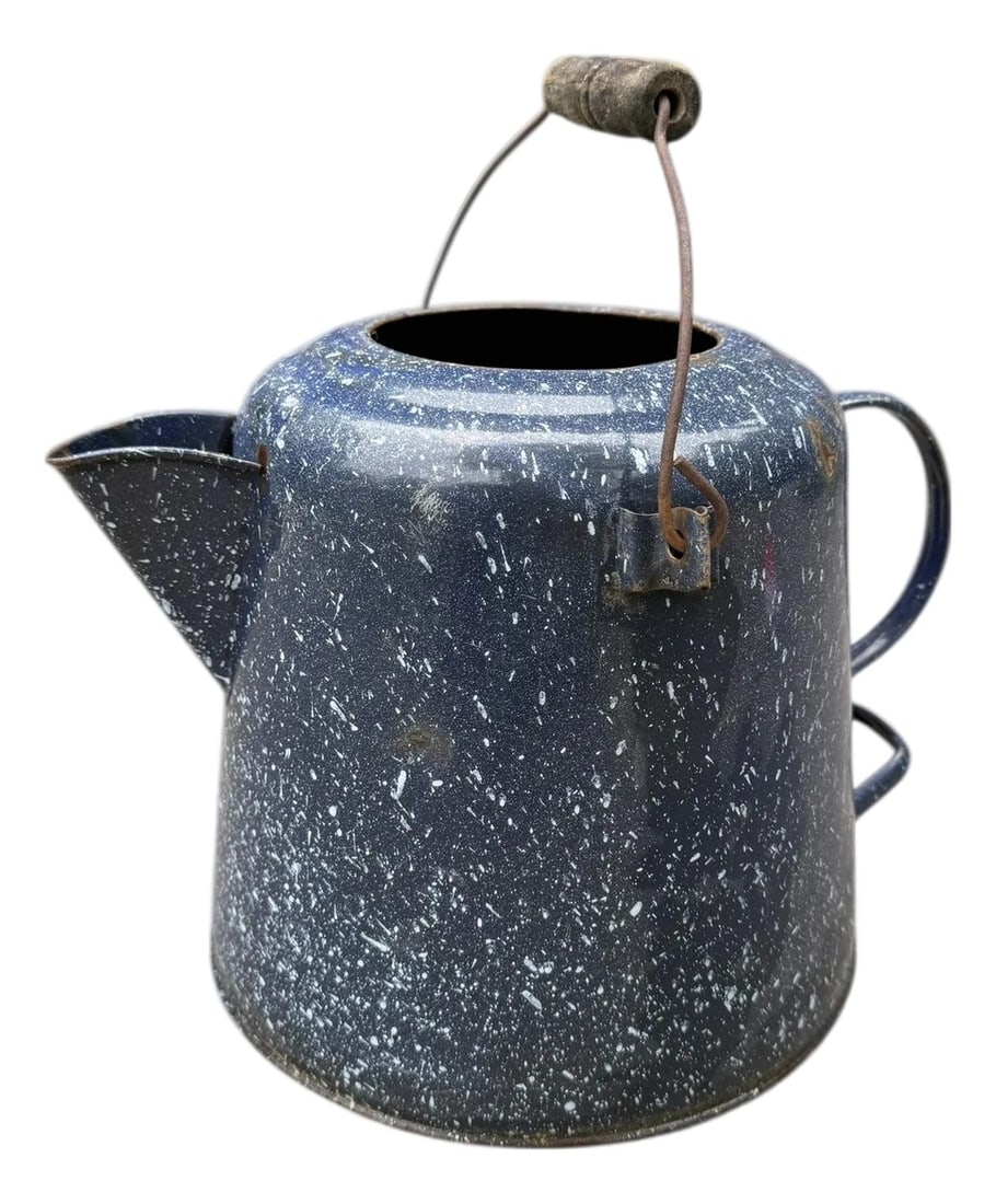 Vintage Large Blue Speckled Enamel Federal Graniteware Coffee Pot (1 of 10)