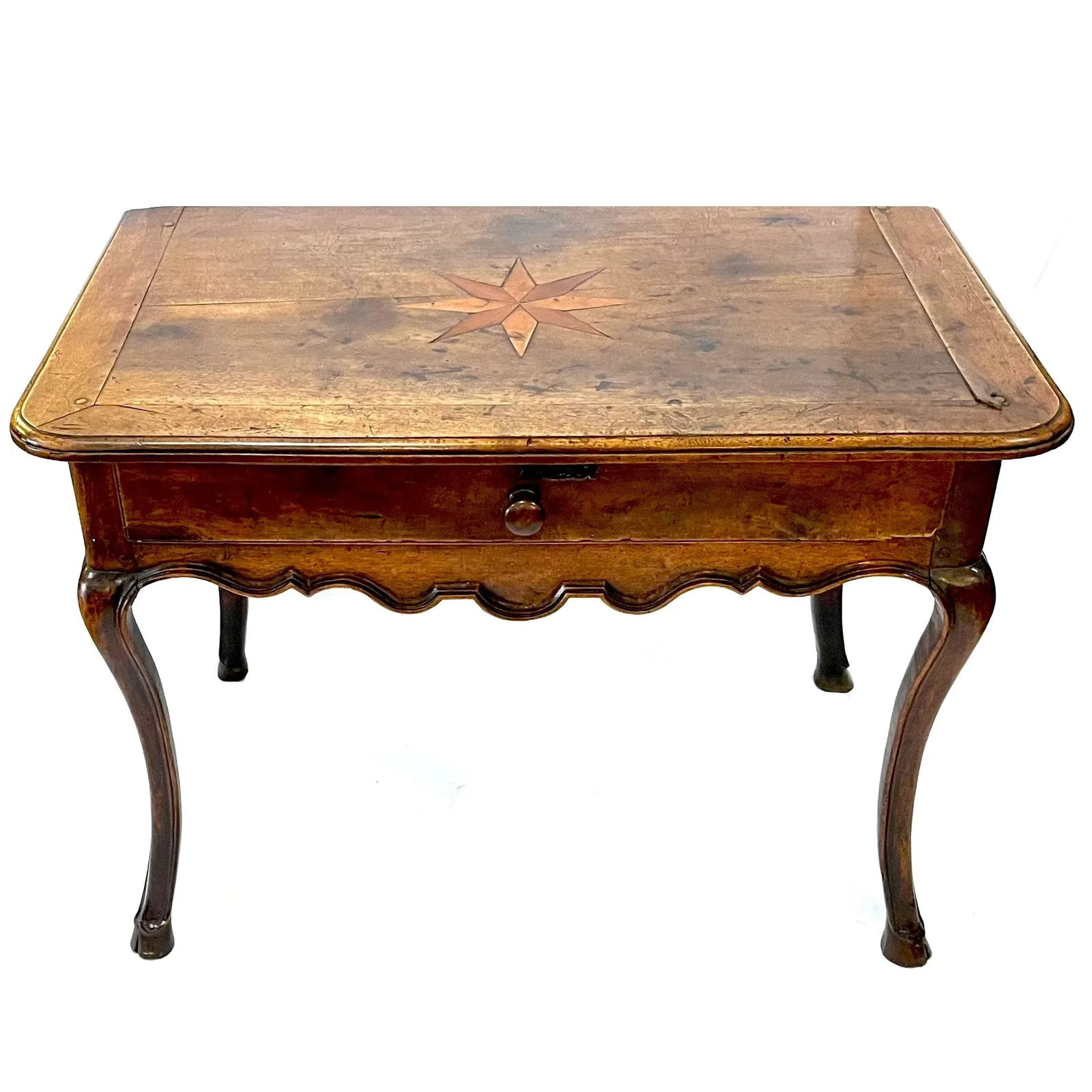 18th Century Louis XV French Provincial Walnut Side Table With Inlaid Top - 2