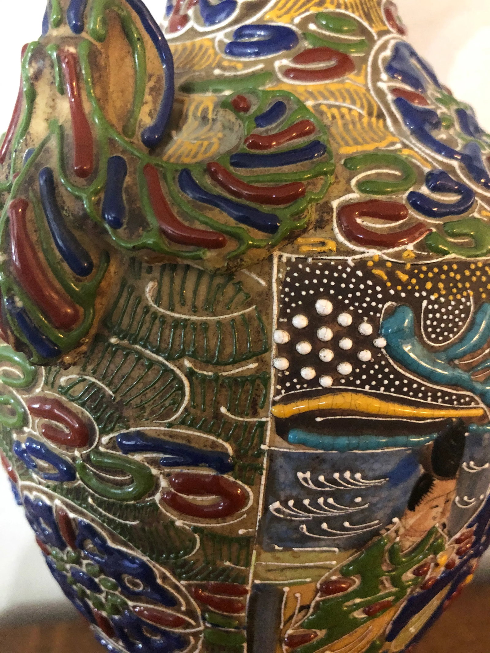 Antique 1920s Satsuma Moriage Earthenware Vase - 3