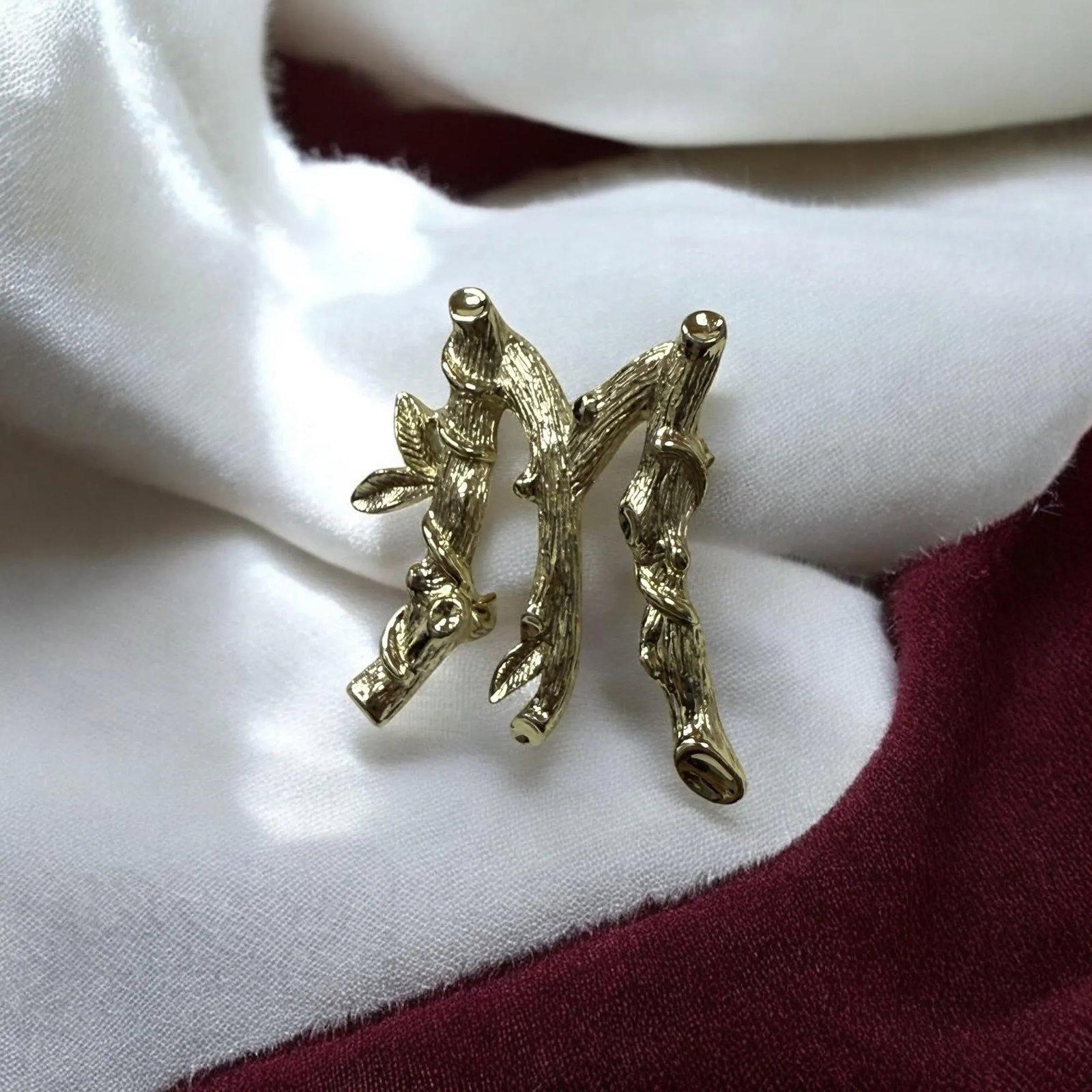 1964 Costume Brooch Letter M Organic Textured by Sarah Coventry - 11