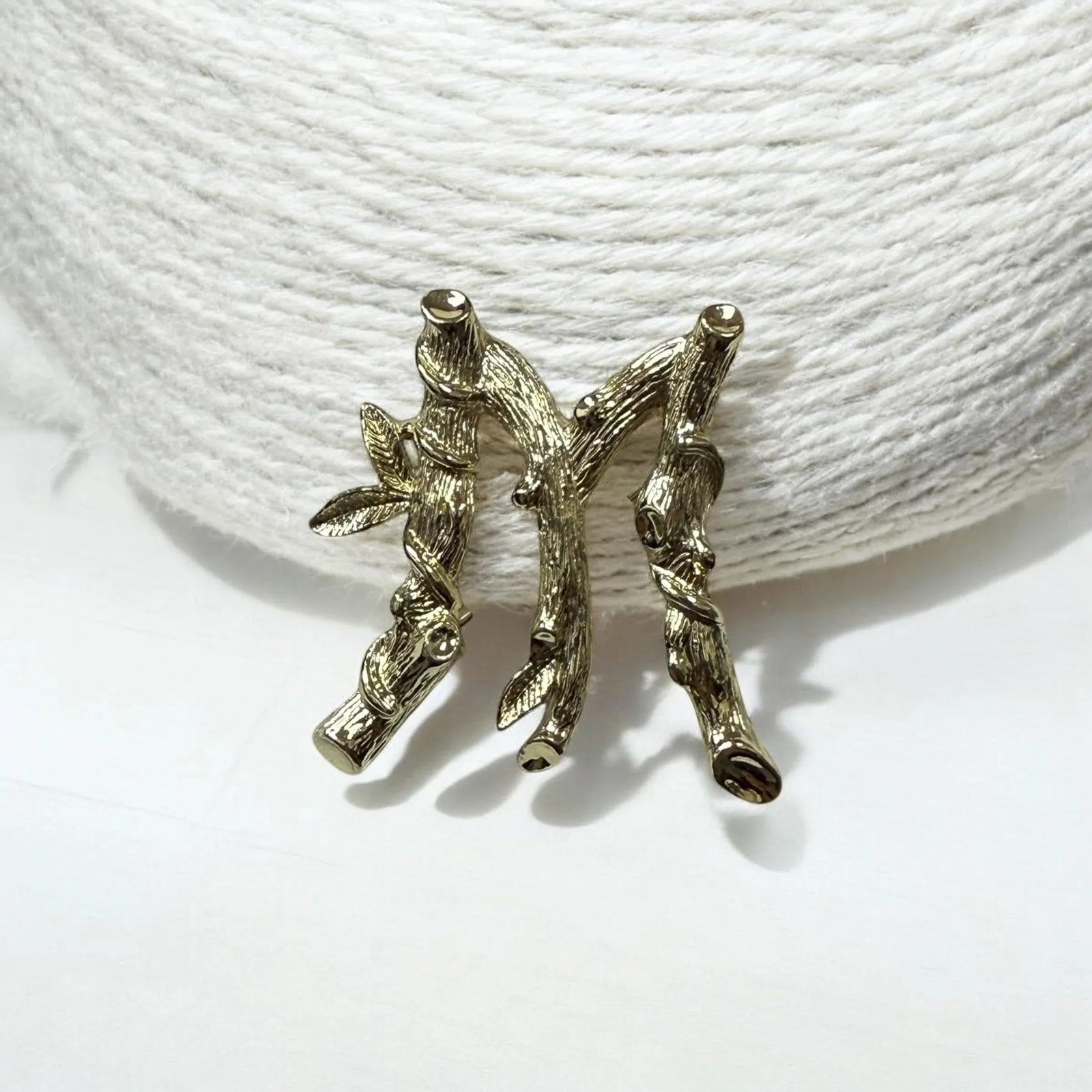 1964 Costume Brooch Letter M Organic Textured by Sarah Coventry - 2