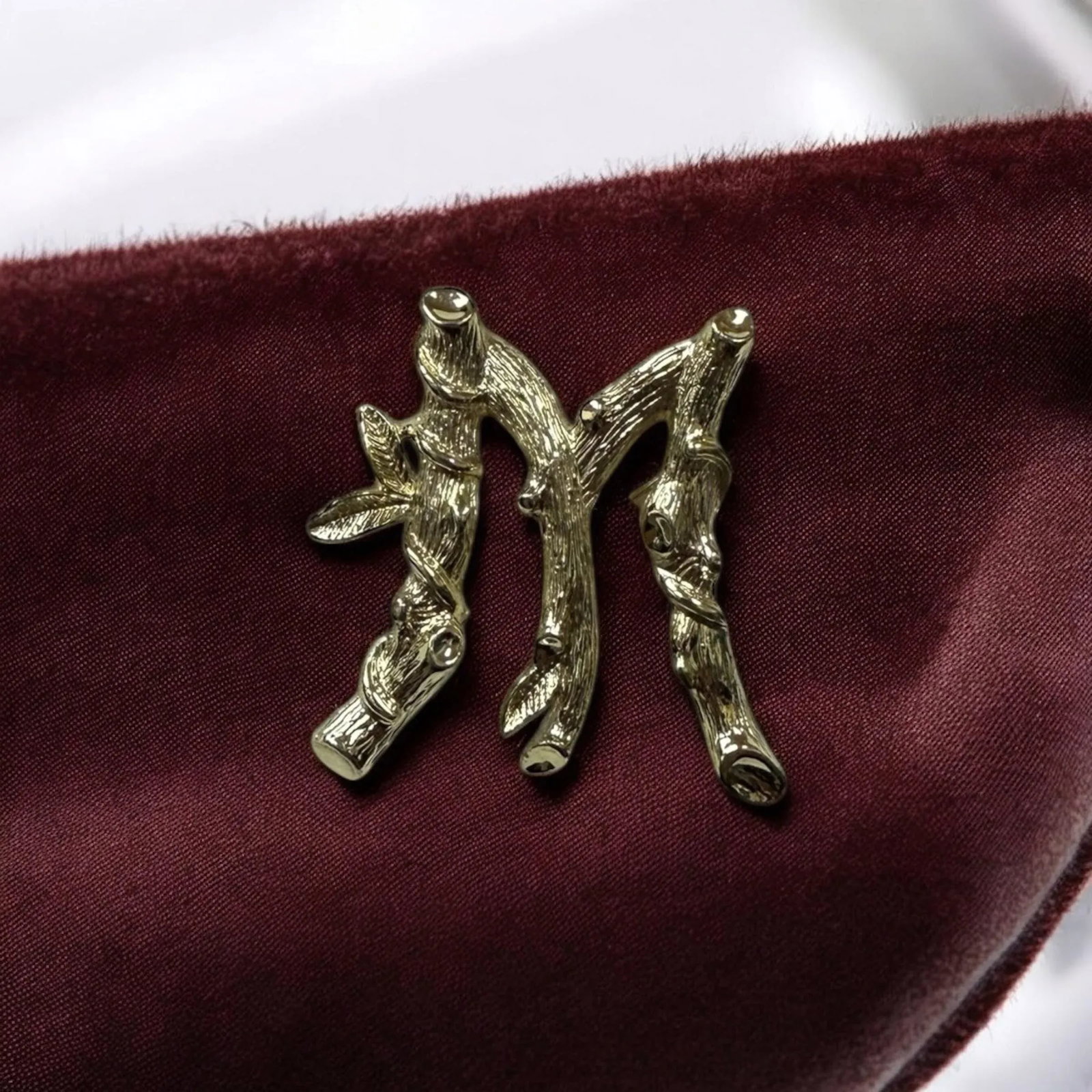 1964 Costume Brooch Letter M Organic Textured by Sarah Coventry - 5