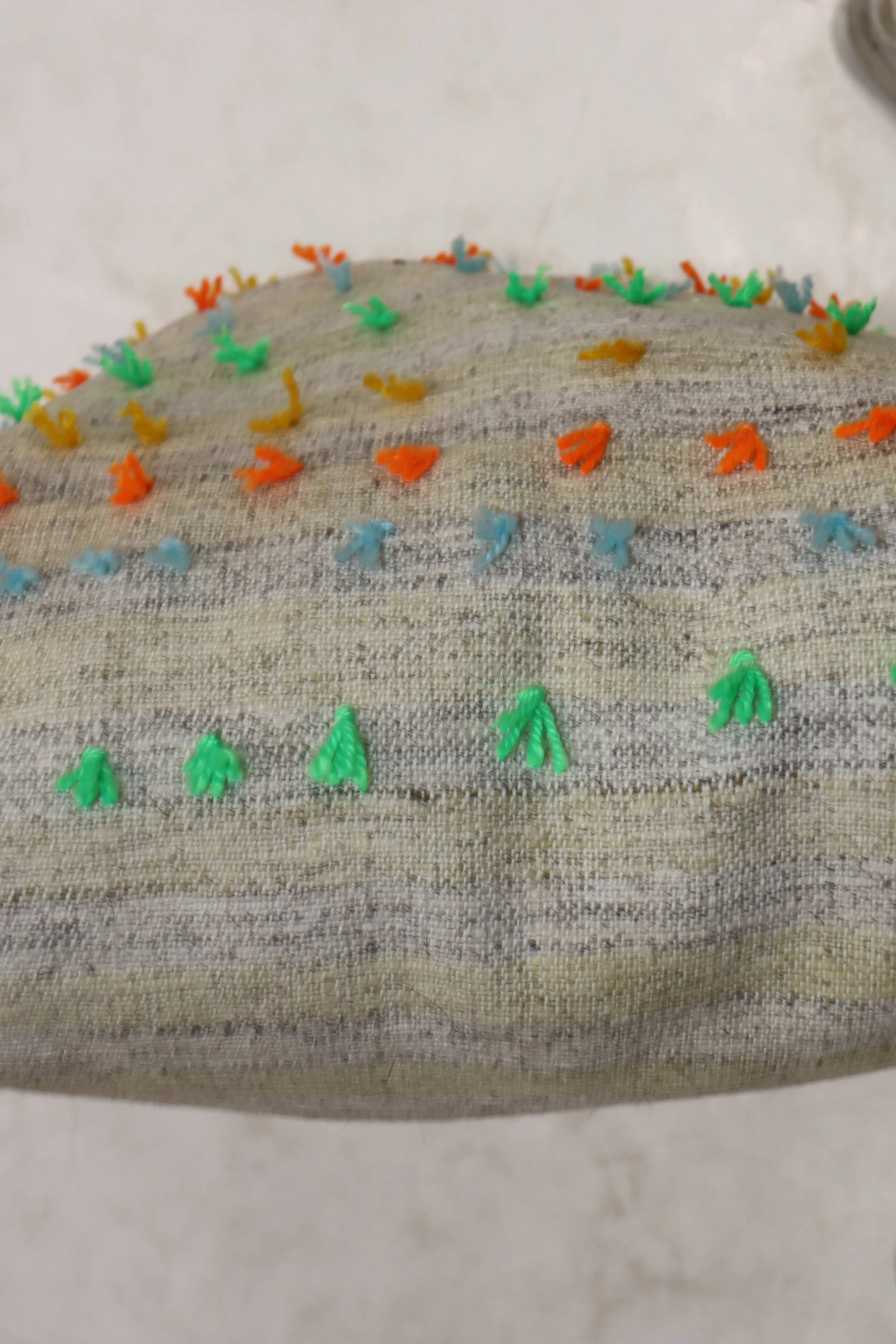 Kilim Pillow With Colorful Pops of Wool - 2