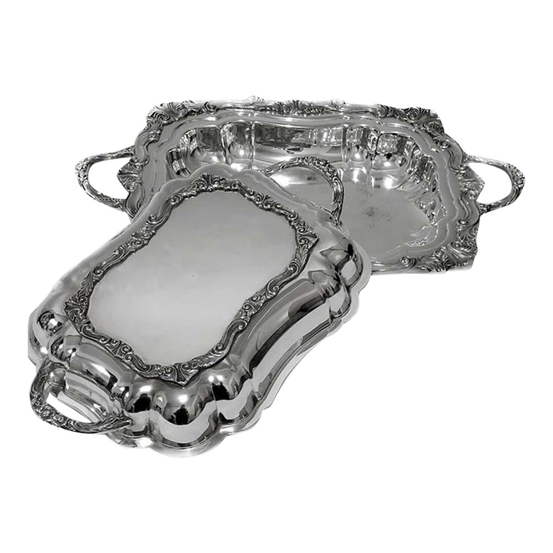 1920s Rococo Silverplate Handled Covered Serving Dish - 2pcs (1 of 5)