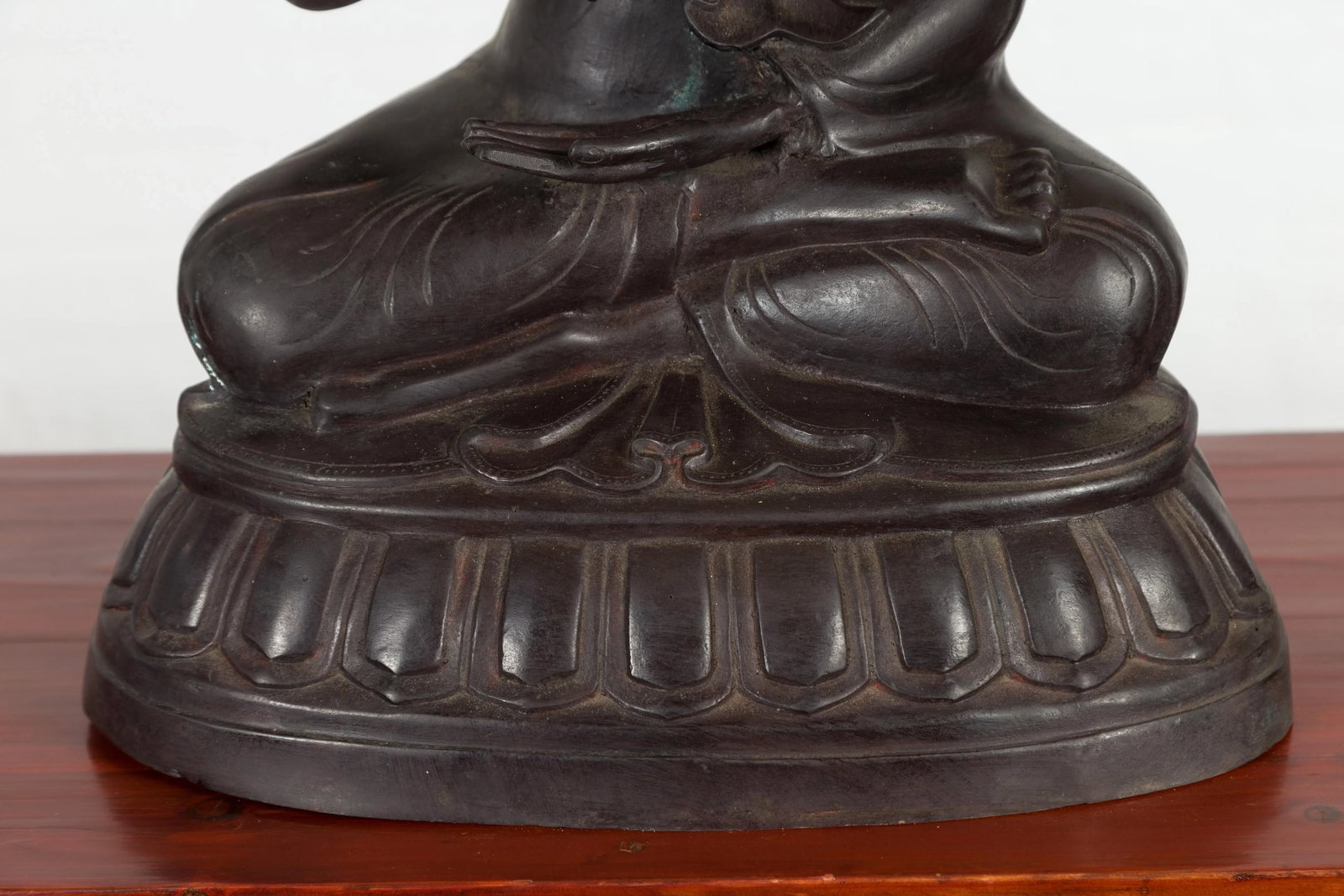 Mid 20th Century Vintage Bronze Lost Wax Sculpture Depicting a Praying Monk Sitting on a Base - 12