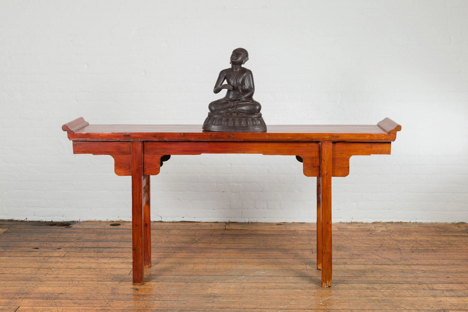 Mid 20th Century Vintage Bronze Lost Wax Sculpture Depicting a Praying Monk Sitting on a Base - 7