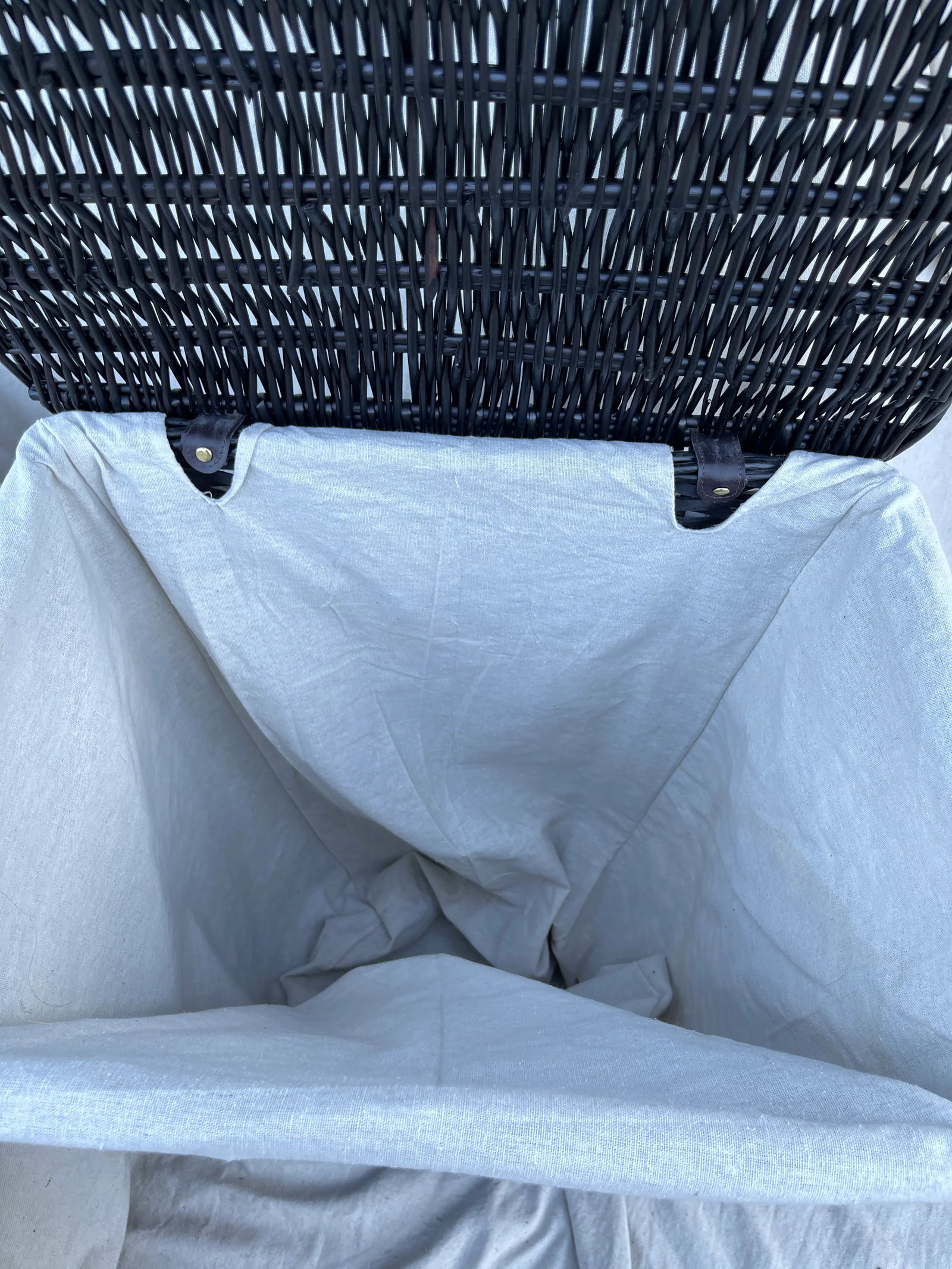 Black Woven Wicker Laundry Hamper with Lining - 6