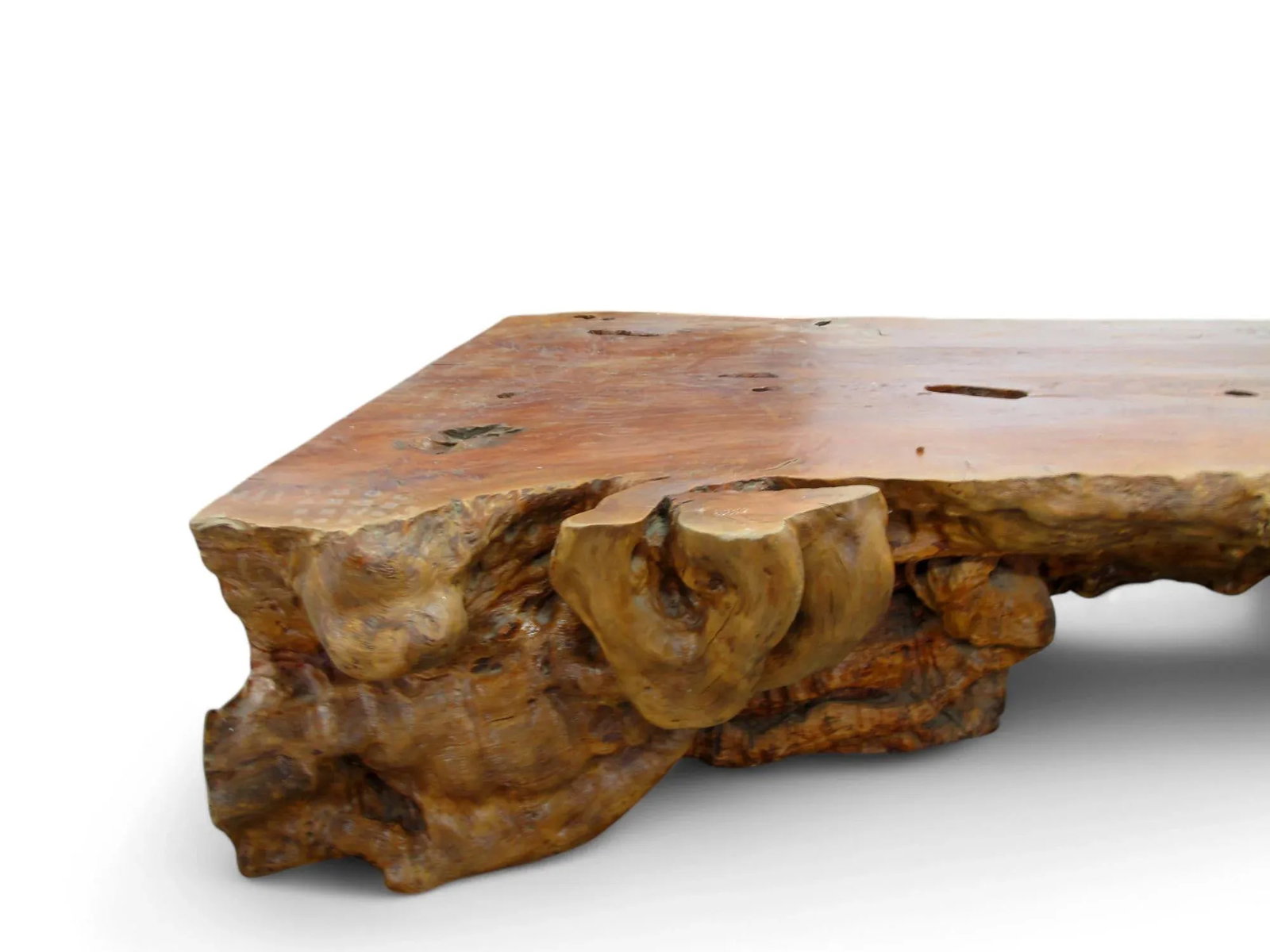 Organic Modern One Slab Lychee Burl Coffee Table - 11