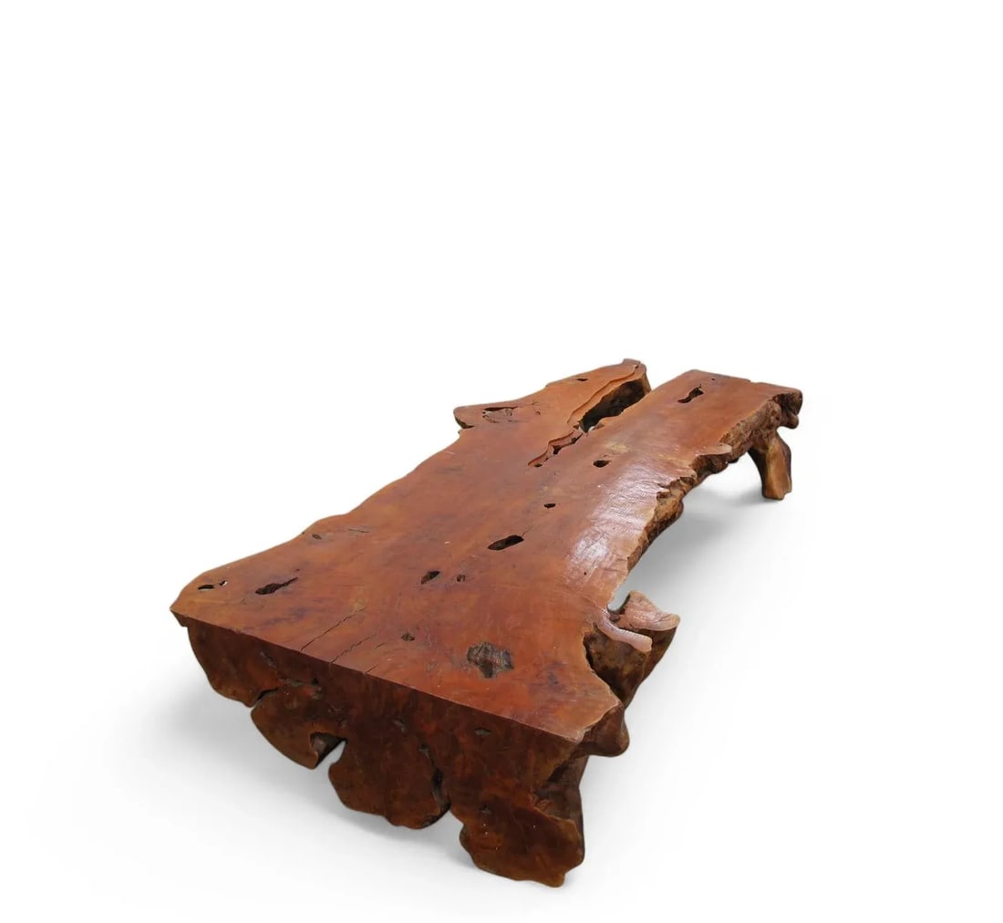 Organic Modern One Slab Lychee Burl Coffee Table - 3