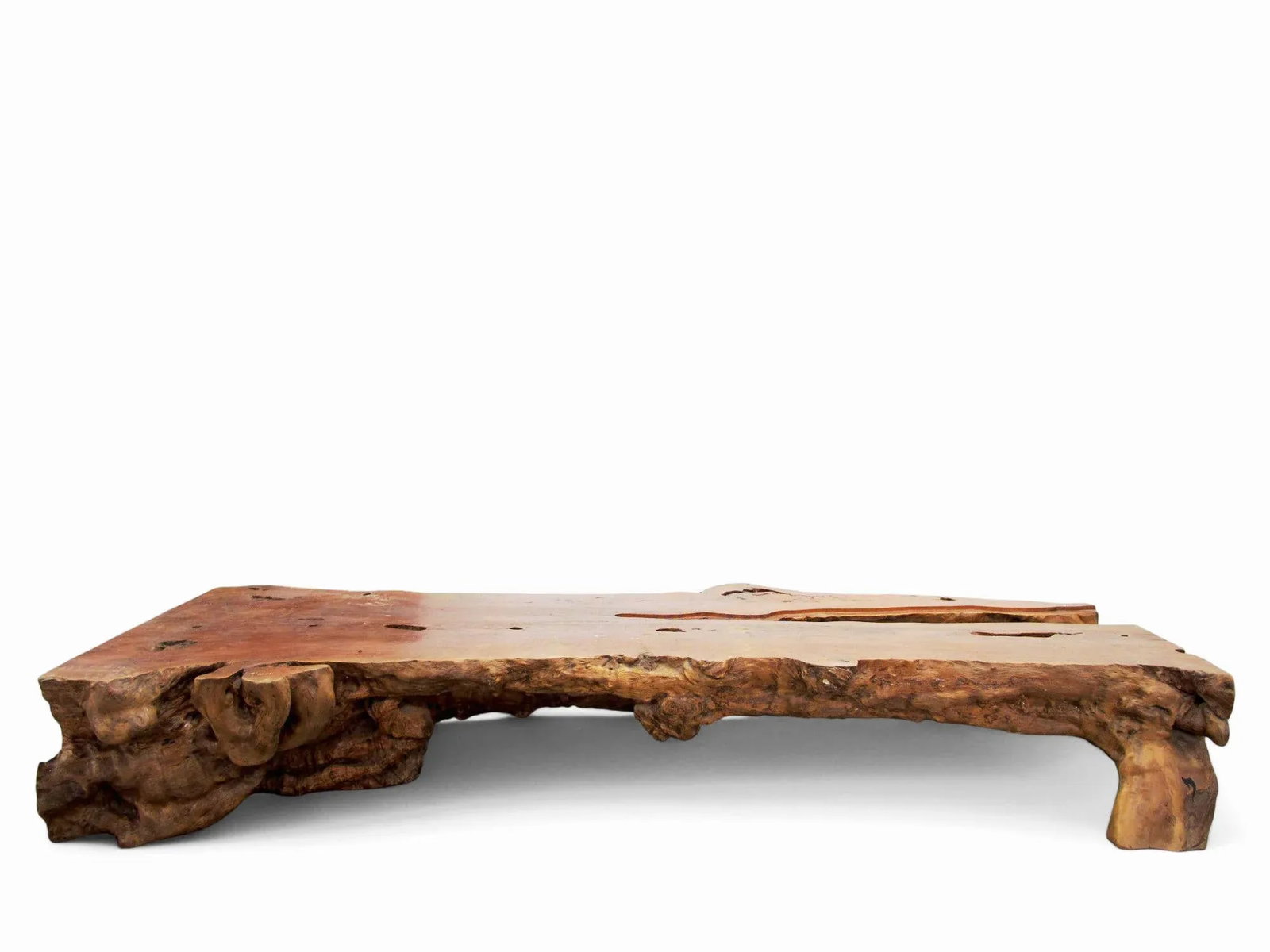 Organic Modern One Slab Lychee Burl Coffee Table - 4