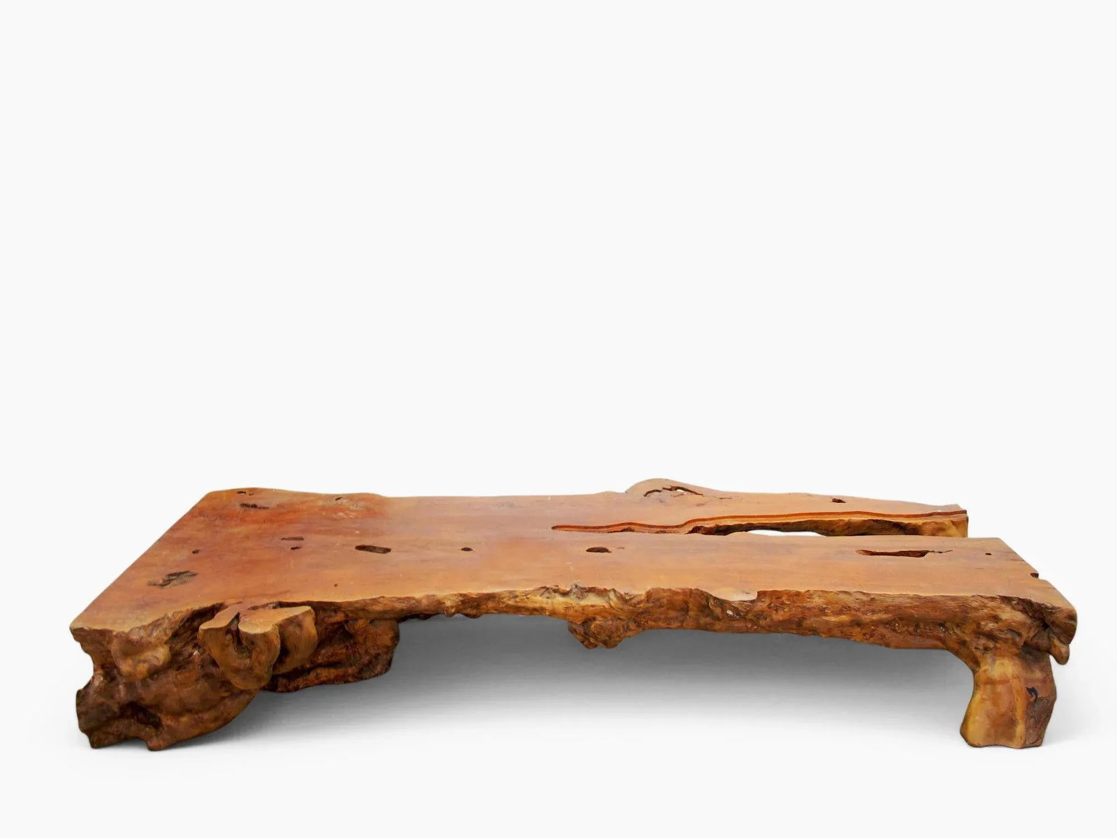 Organic Modern One Slab Lychee Burl Coffee Table - 5
