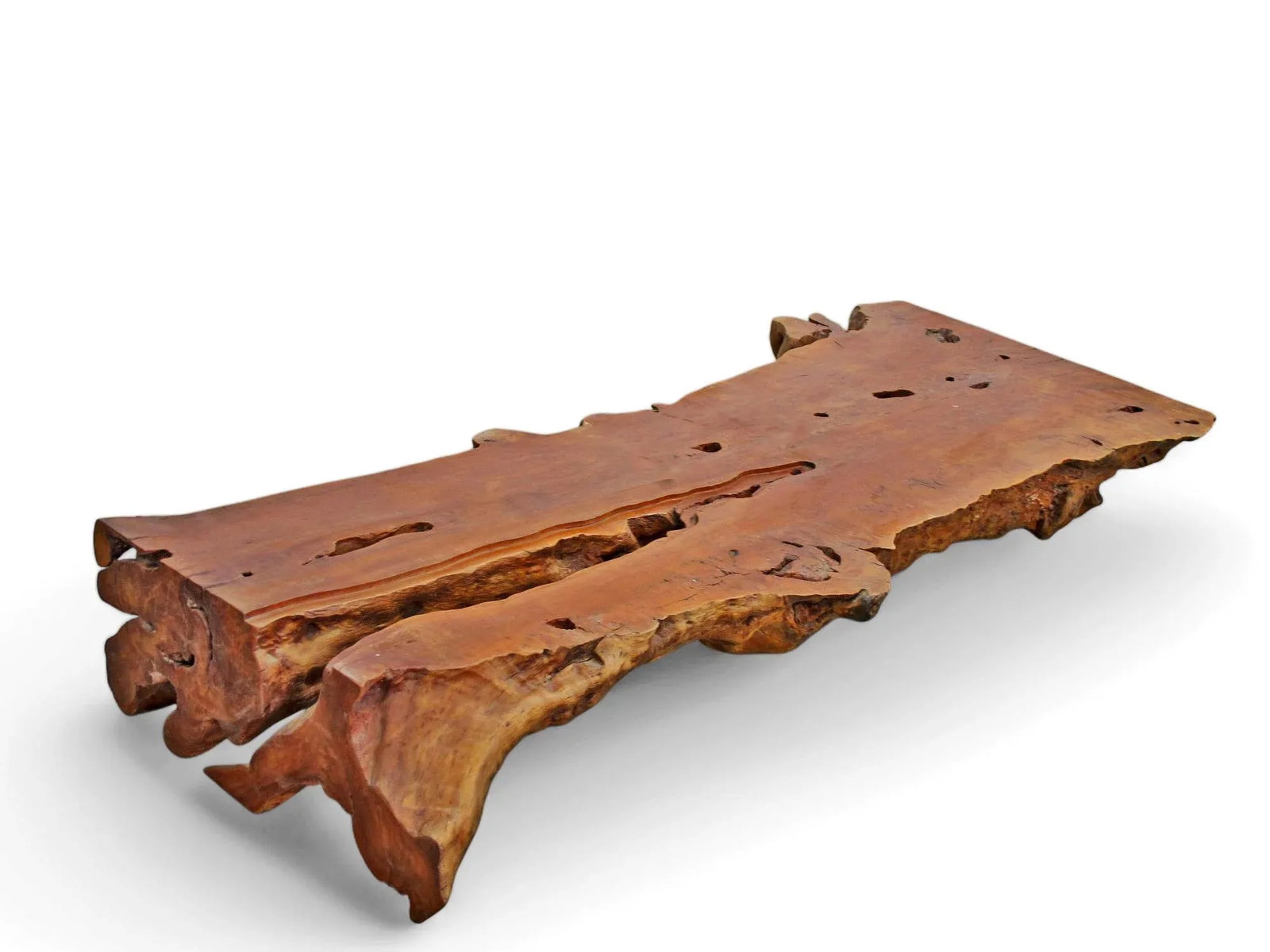 Organic Modern One Slab Lychee Burl Coffee Table - 7