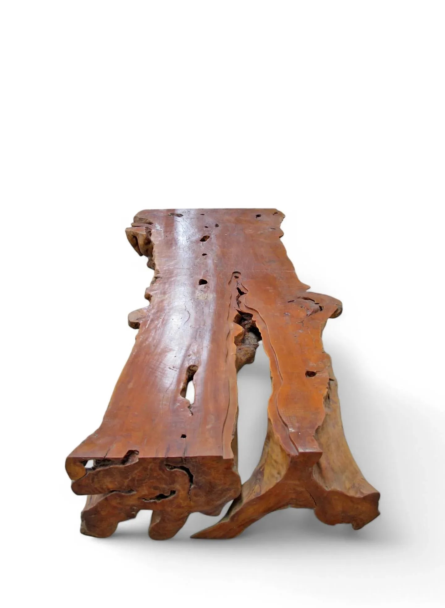 Organic Modern One Slab Lychee Burl Coffee Table - 9