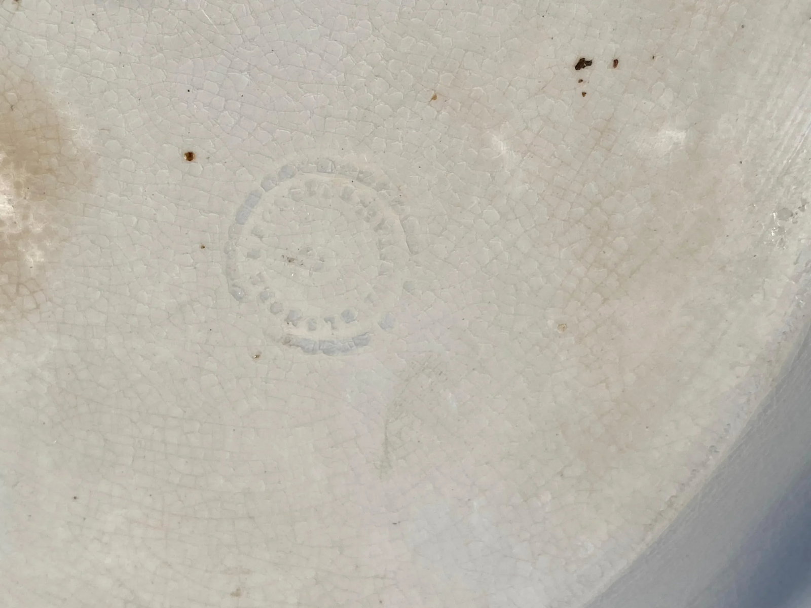 Platter - English China, Blue & White Gold Rim - Decorated With Blue Leaf Motif. "Elsinore" - 1880's - 3