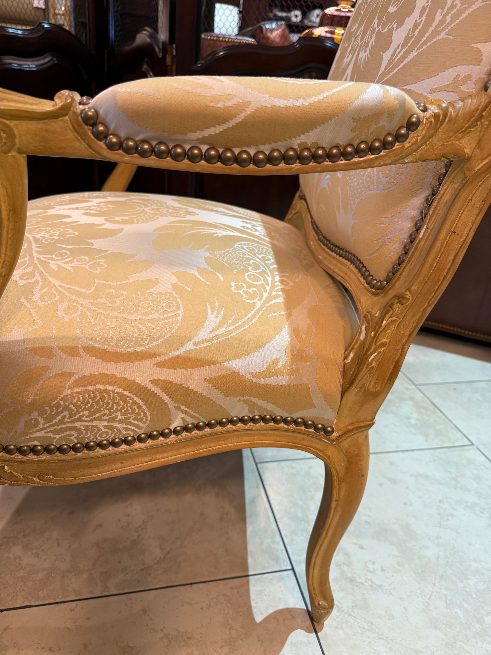 Pair of French Louis XV Style Bergères Attributed to Maison Jansen - 11