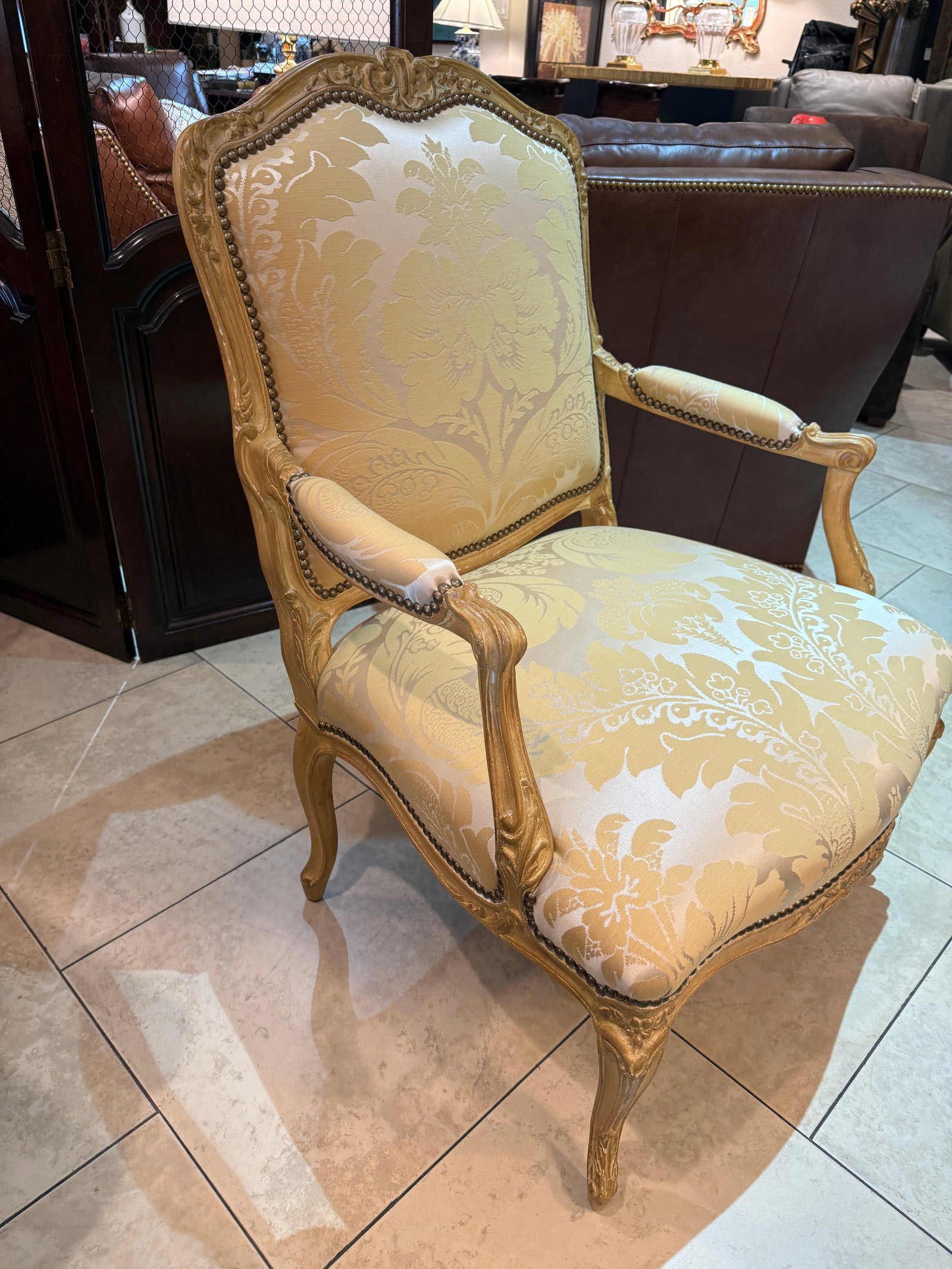 Pair of French Louis XV Style Bergères Attributed to Maison Jansen - 2