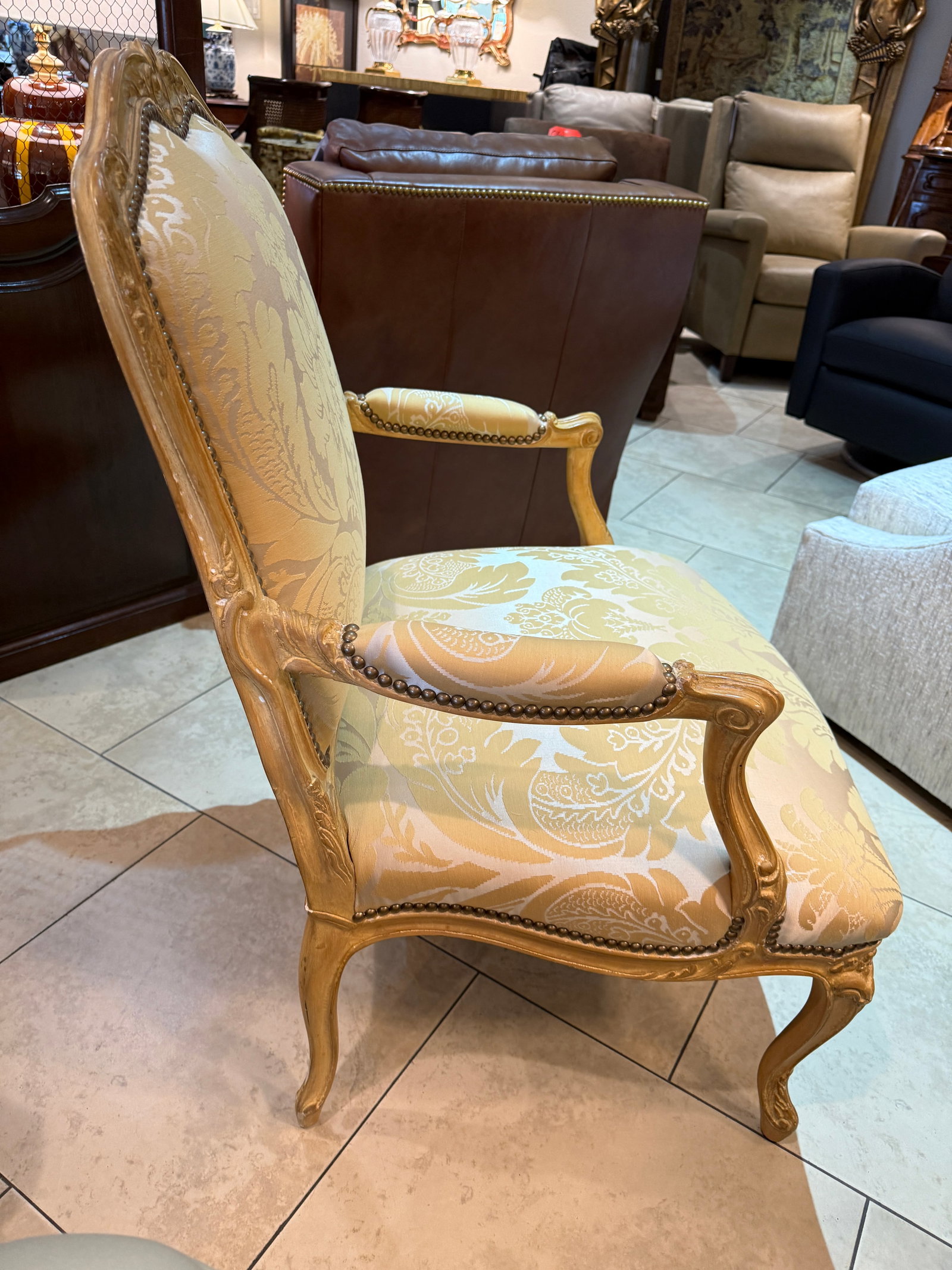 Pair of French Louis XV Style Bergères Attributed to Maison Jansen - 4