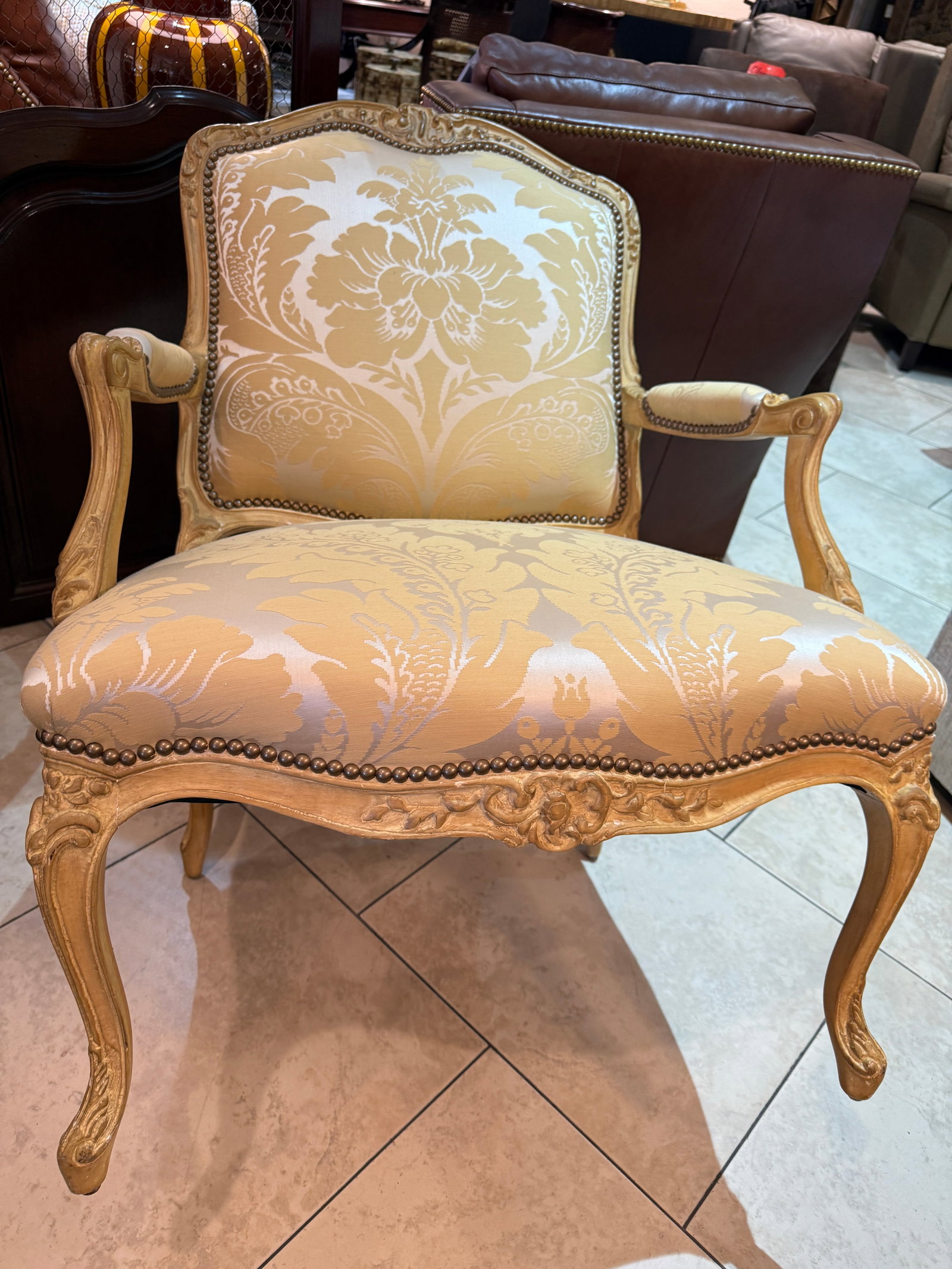 Pair of French Louis XV Style Bergères Attributed to Maison Jansen - 7