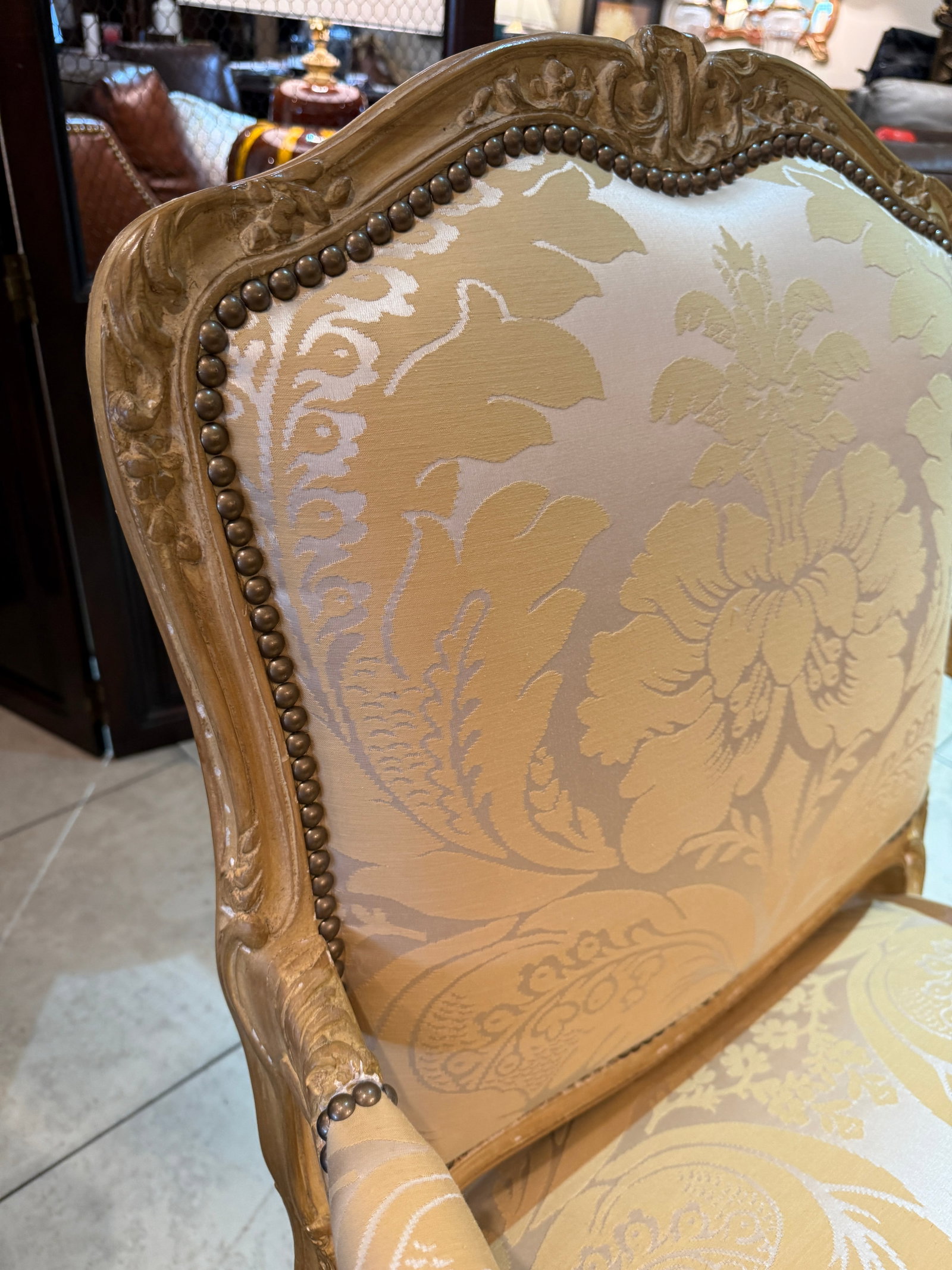 Pair of French Louis XV Style Bergères Attributed to Maison Jansen - 9