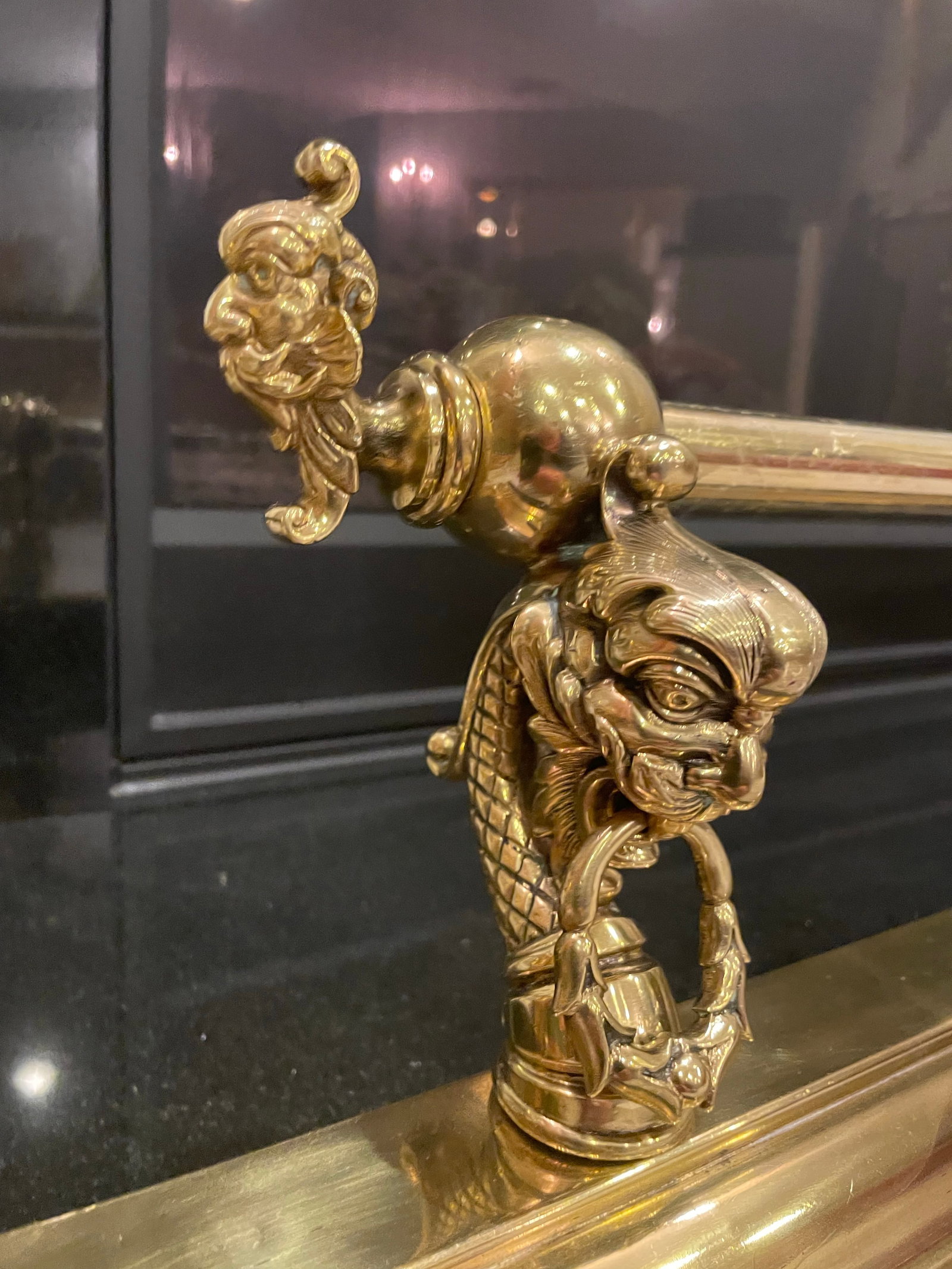 Antique Brass Fireplace Fender - 11